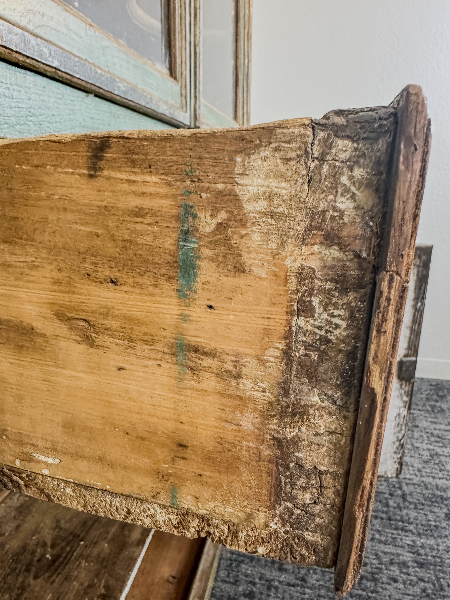 18th C. Tuscan Provincial Painted Display Cabinet Italy c.1780 91"H Blue Green