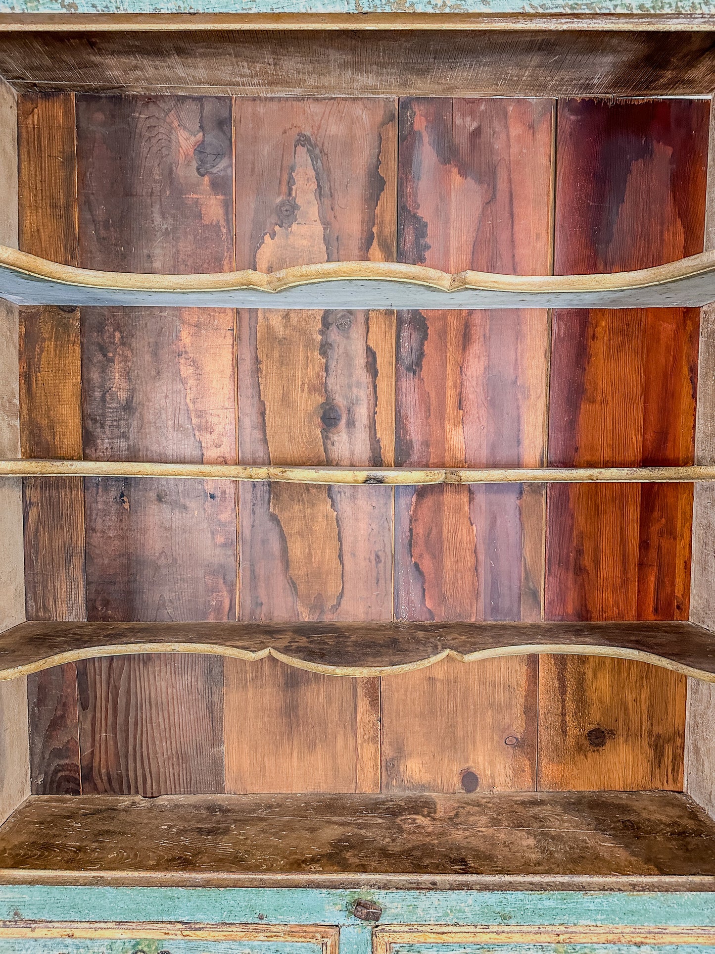 18th C. Tuscan Provincial Painted Display Cabinet Italy c.1780 91"H Blue Green