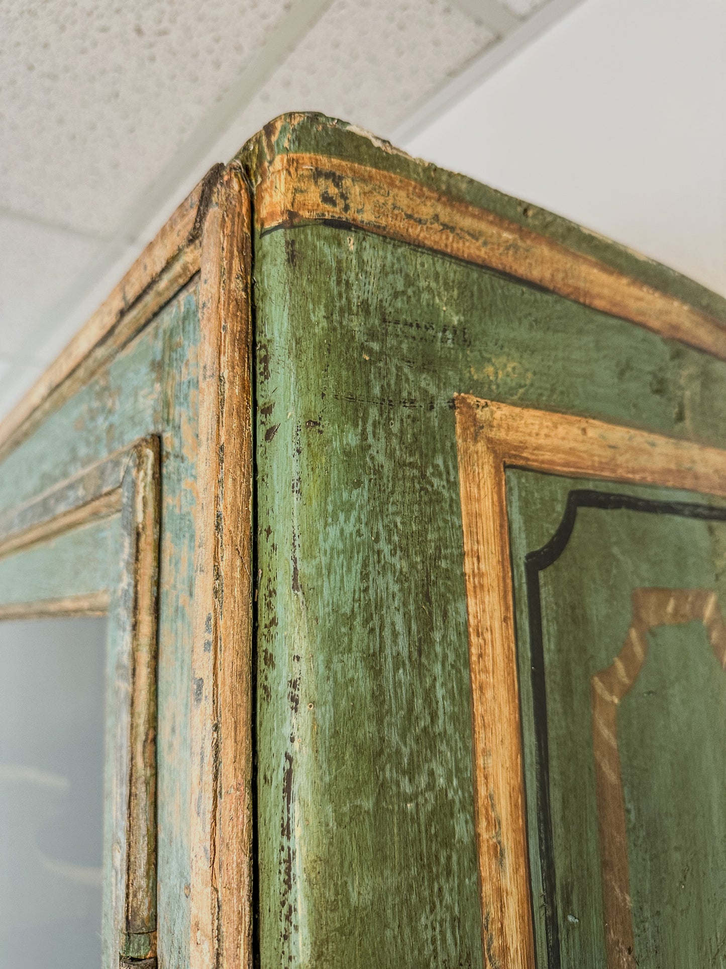 18th C. Tuscan Provincial Painted Display Cabinet Italy c.1780 91"H Blue Green