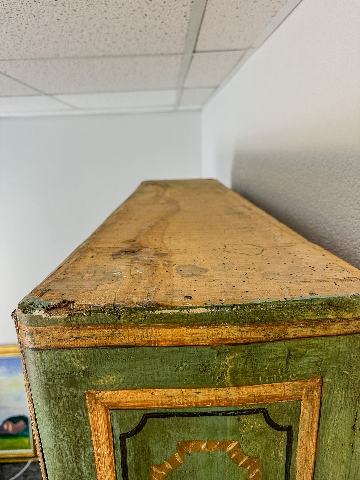 18th C. Tuscan Provincial Painted Display Cabinet Italy c.1780 91"H Blue Green