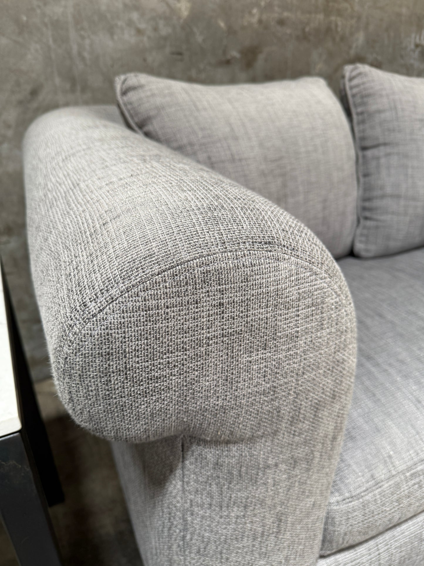 Huge Custom Gray Slate Upholstered Wedge Sectional – Down Filling & Nailhead Trim