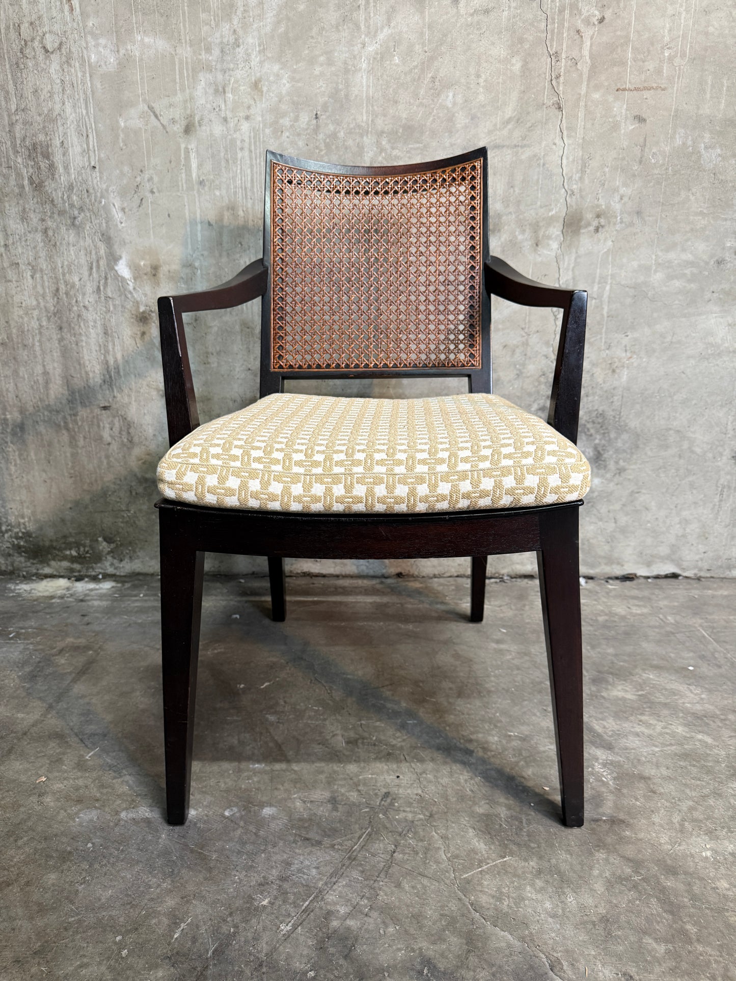 Set of 10 Edward Wormley Walnut and Caned Dining Chairs for Dunbar