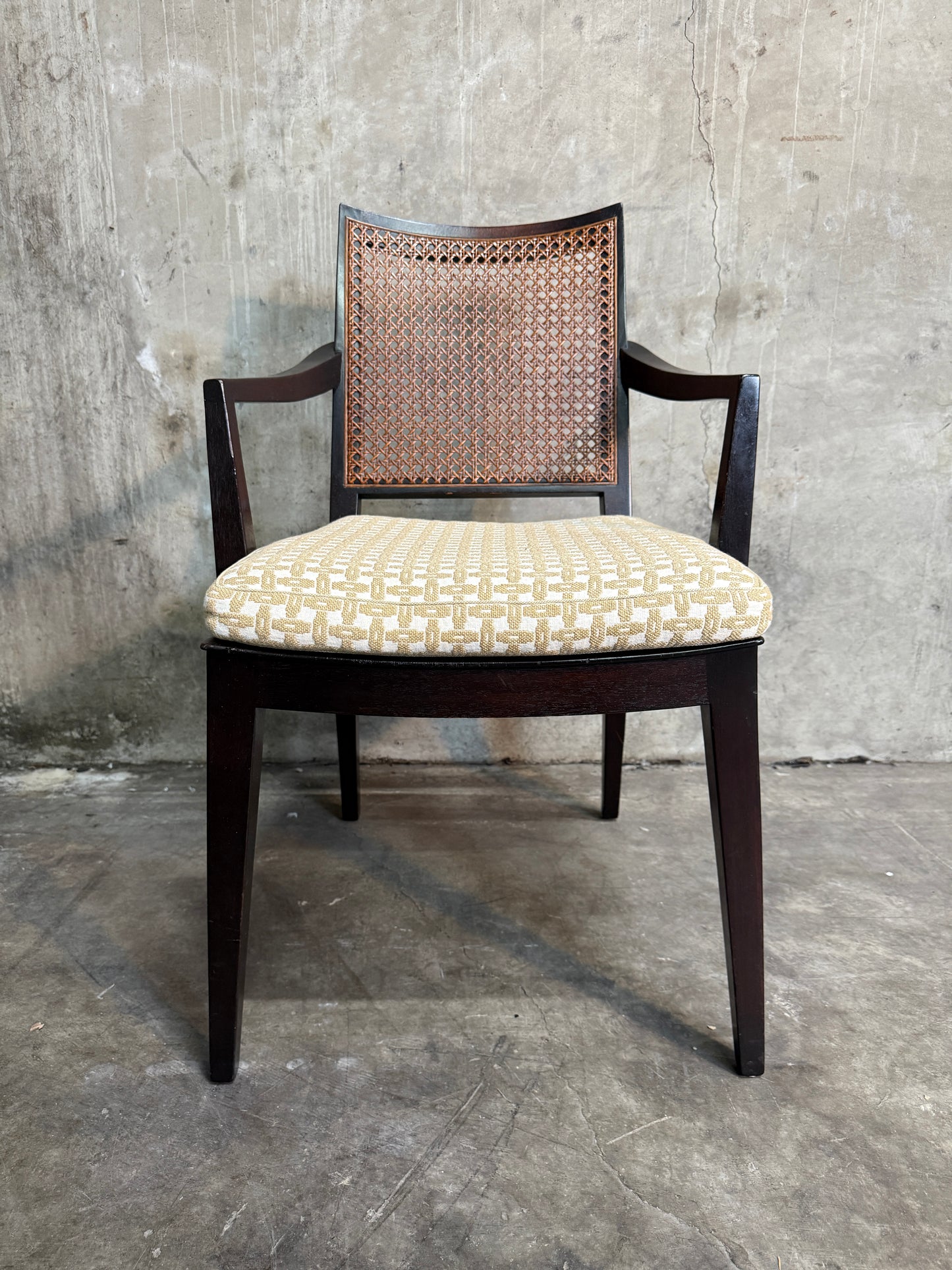 Set of 10 Edward Wormley Walnut and Caned Dining Chairs for Dunbar