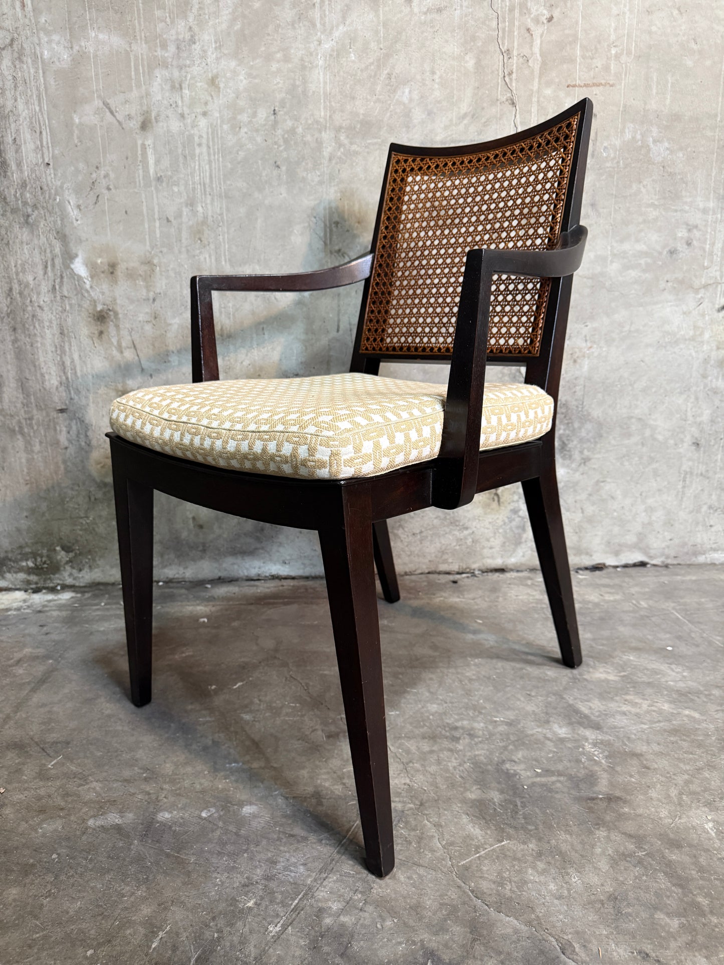 Set of 10 Edward Wormley Walnut and Caned Dining Chairs for Dunbar