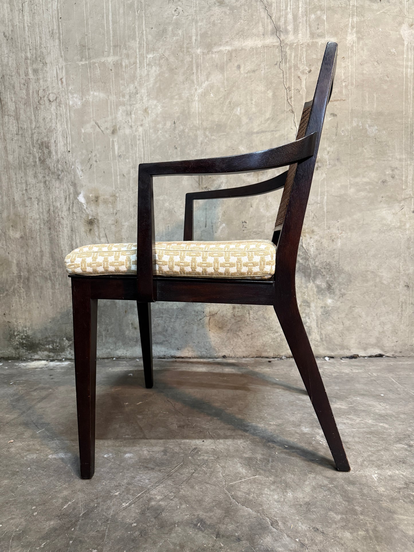 Set of 10 Edward Wormley Walnut and Caned Dining Chairs for Dunbar