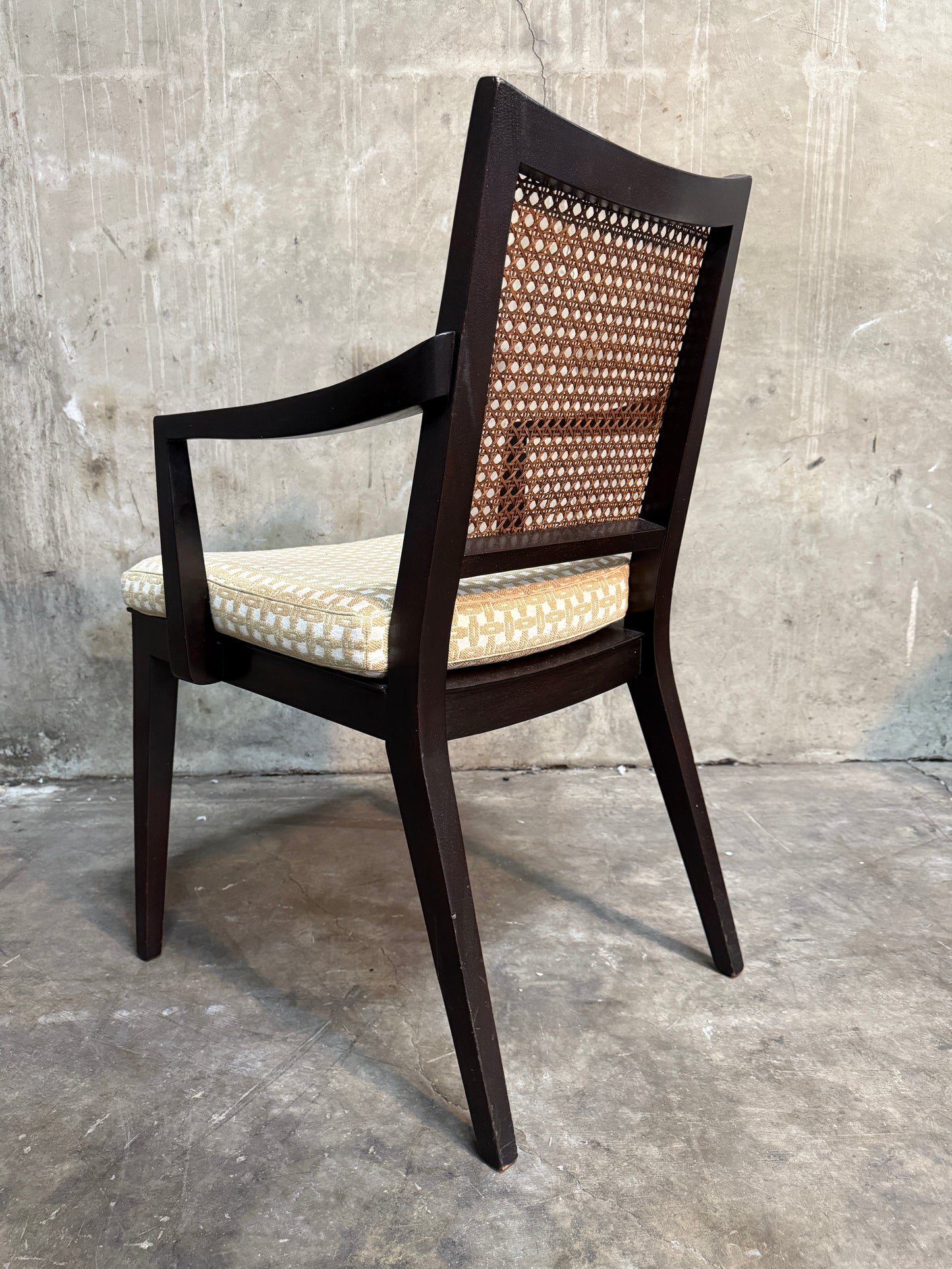 Set of 10 Edward Wormley Walnut and Caned Dining Chairs for Dunbar