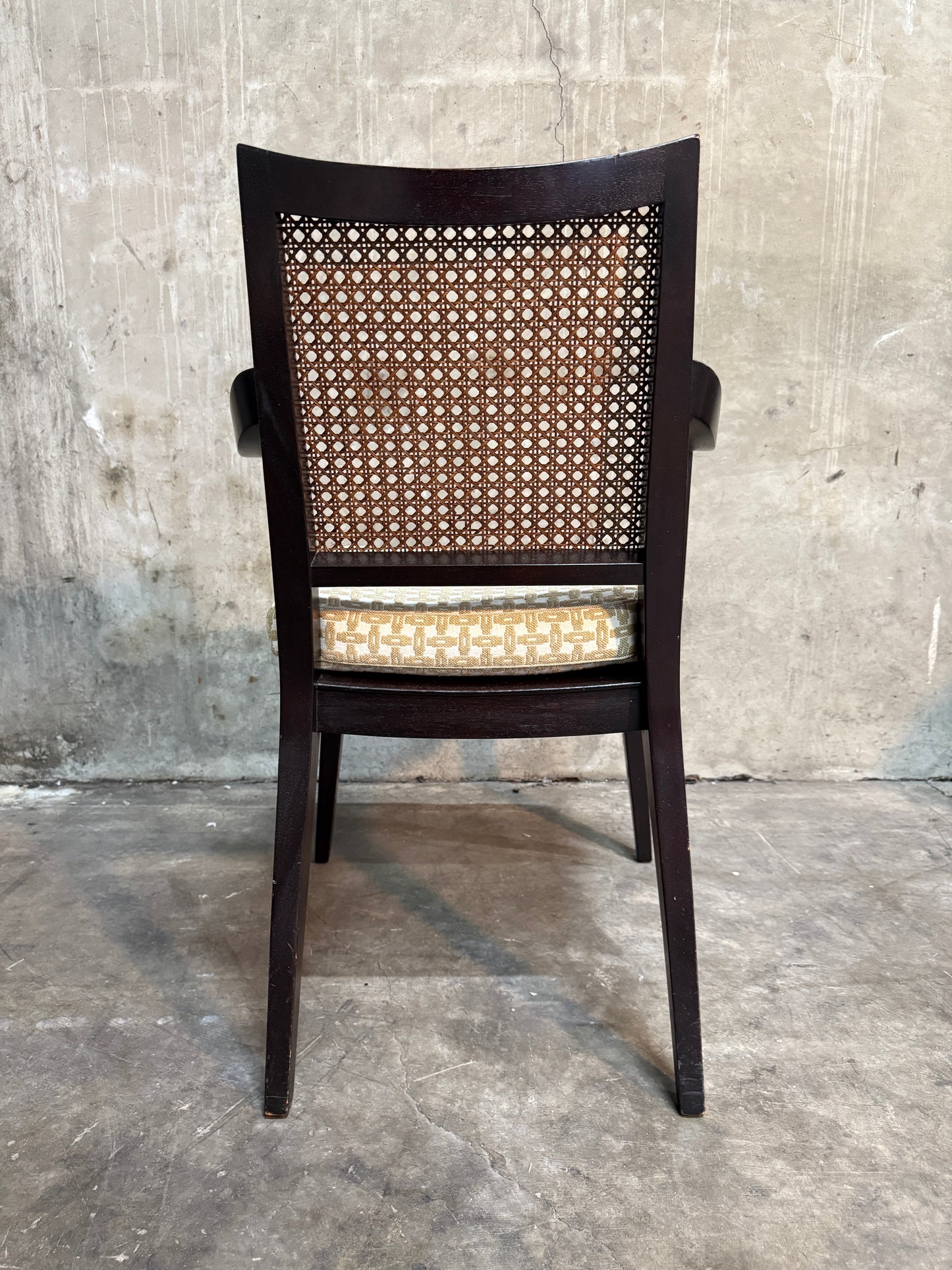 Set of 10 Edward Wormley Walnut and Caned Dining Chairs for Dunbar