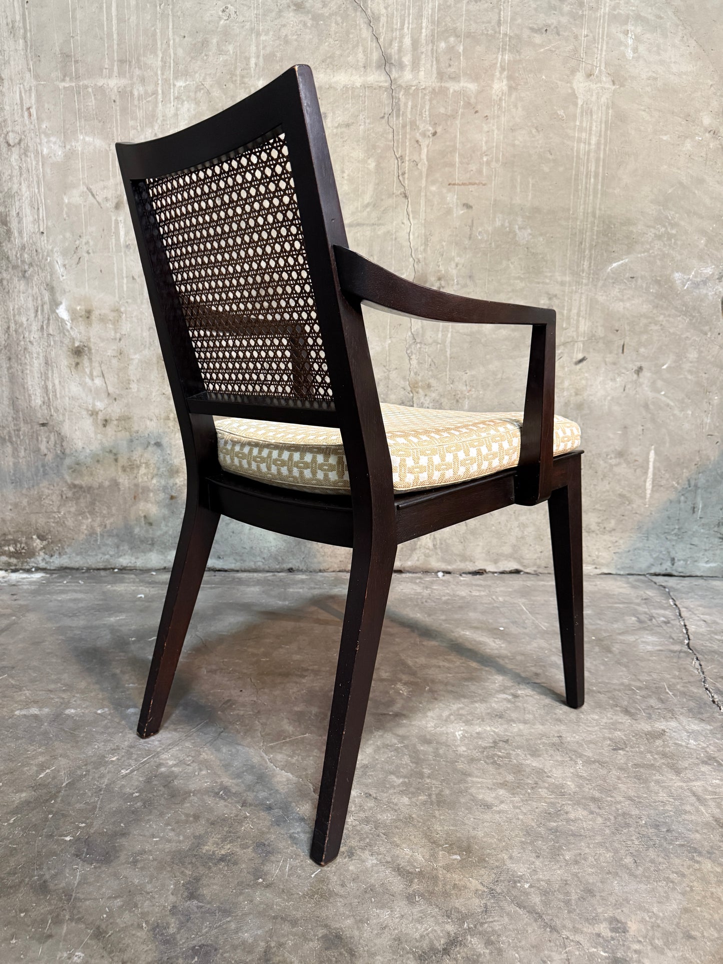 Set of 10 Edward Wormley Walnut and Caned Dining Chairs for Dunbar