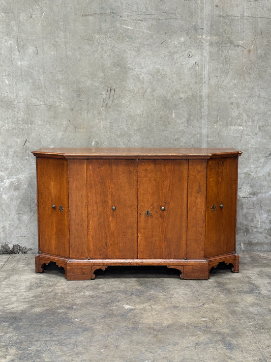Italian Period Fruitwood Credenza, Mid 18th Century, Four-Door, Bracket Feet
