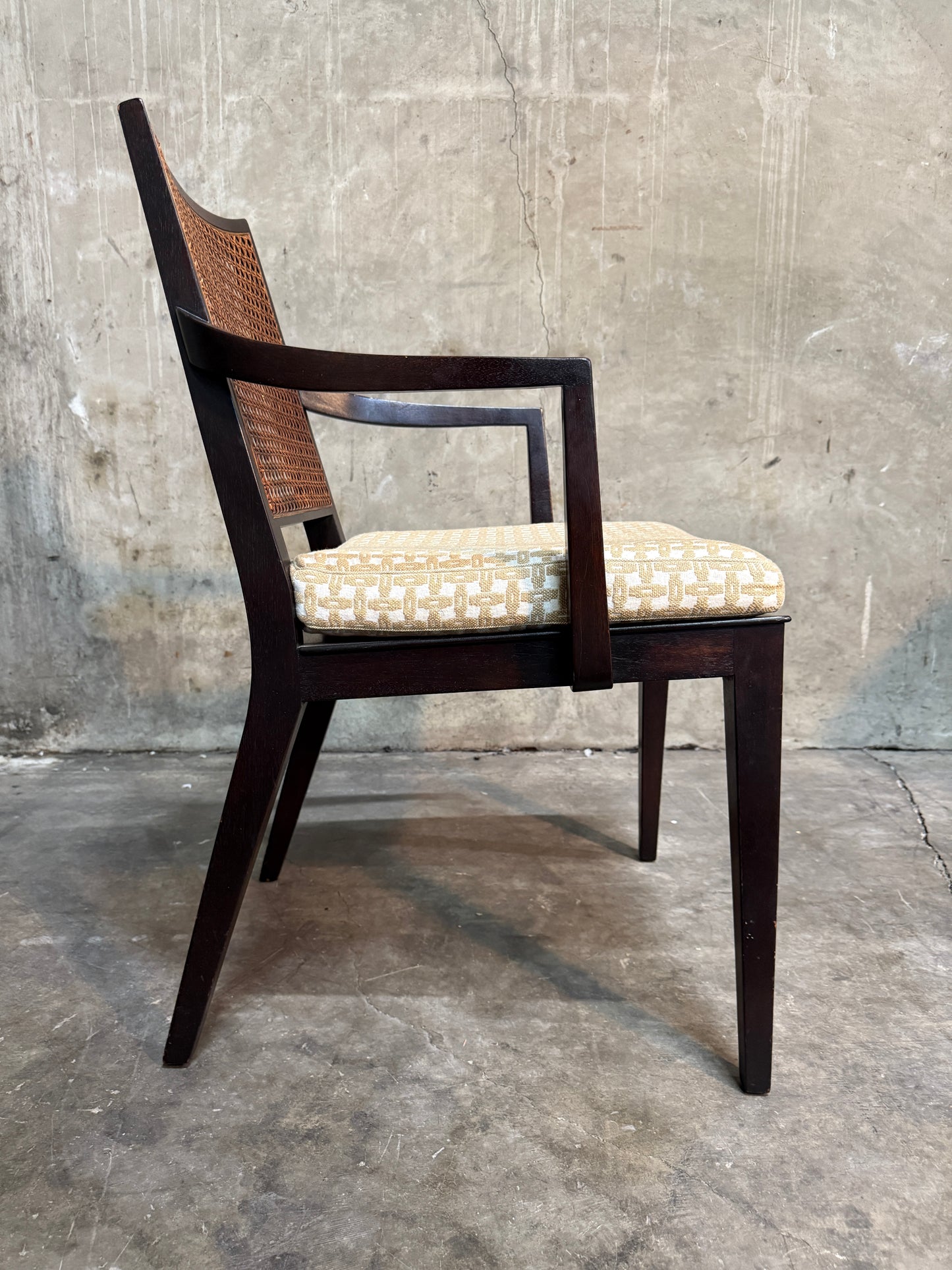 Set of 10 Edward Wormley Walnut and Caned Dining Chairs for Dunbar