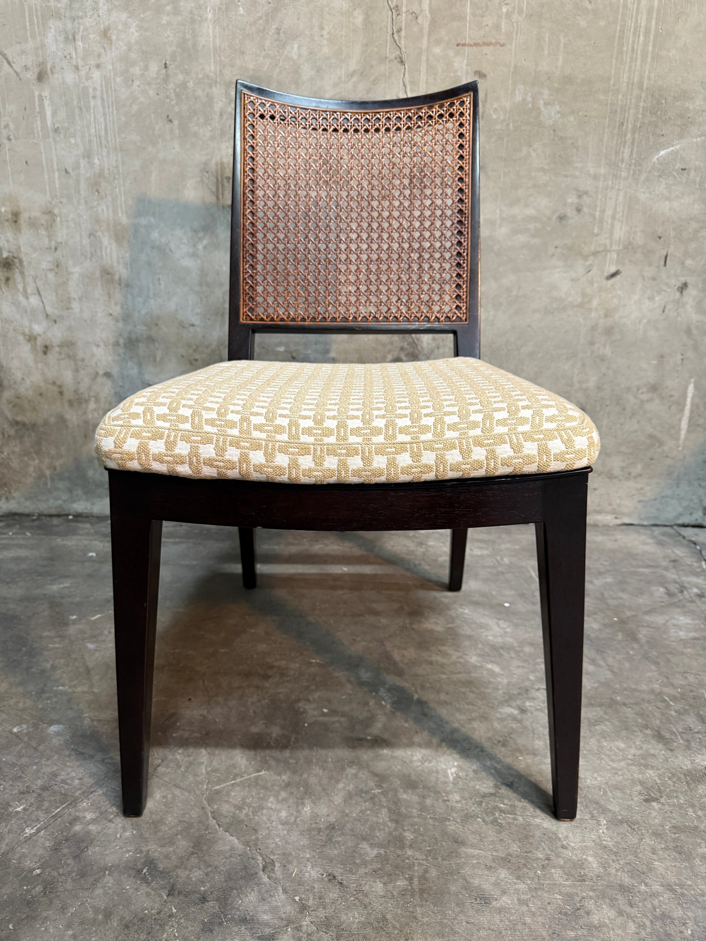 Set of 10 Edward Wormley Walnut and Caned Dining Chairs for Dunbar