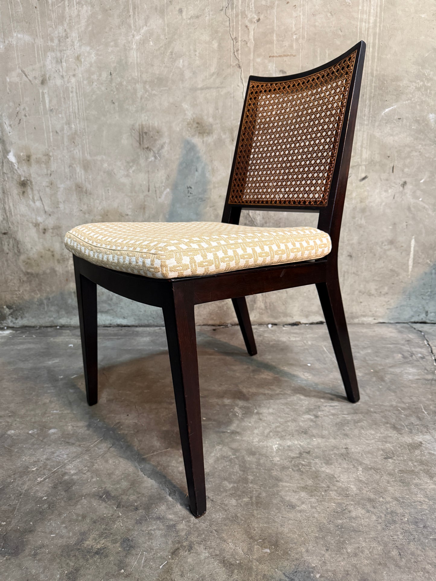 Set of 10 Edward Wormley Walnut and Caned Dining Chairs for Dunbar