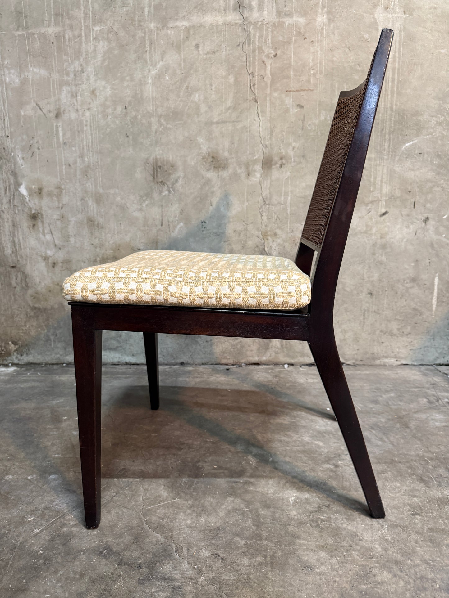 Set of 10 Edward Wormley Walnut and Caned Dining Chairs for Dunbar