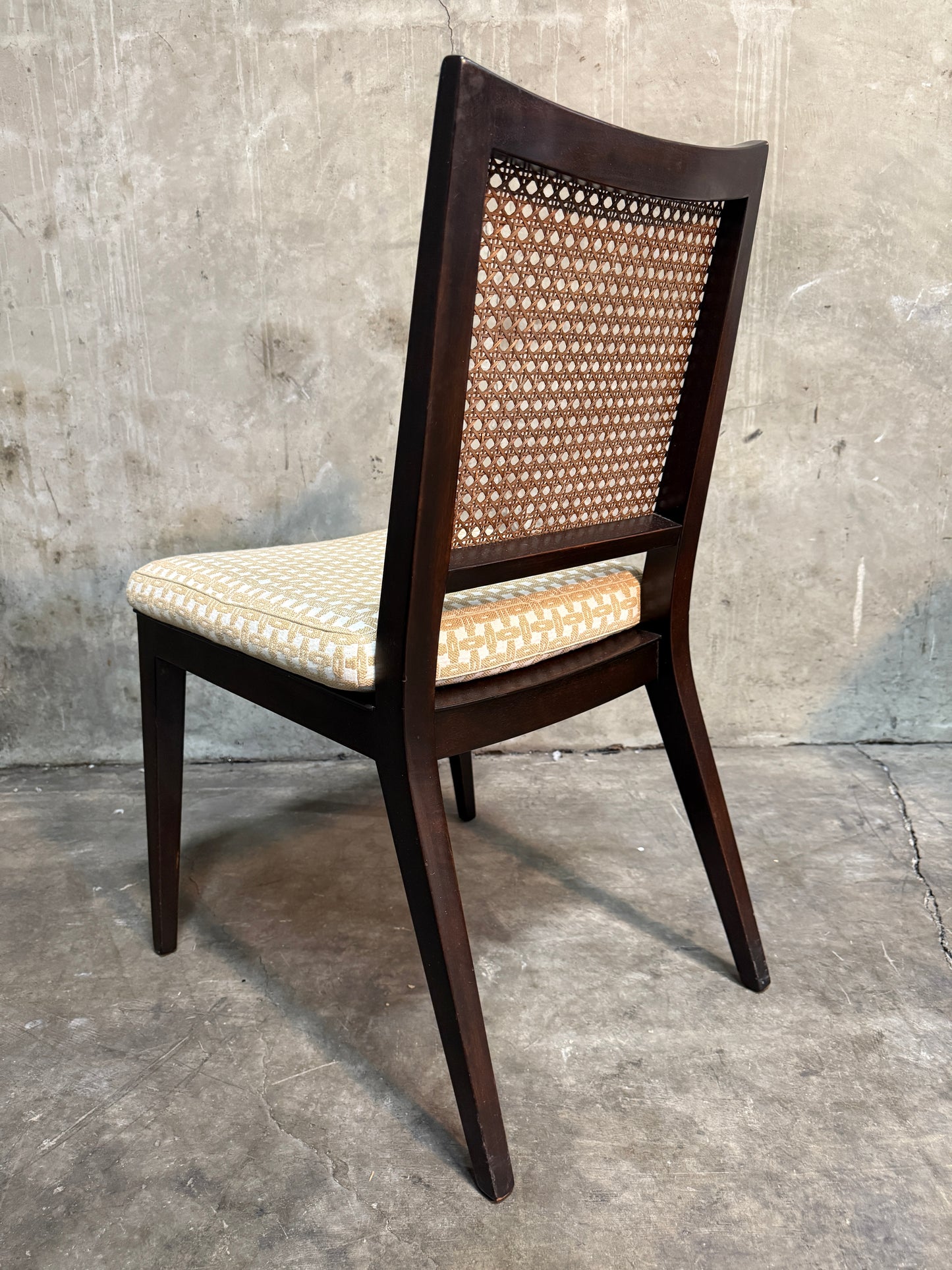 Set of 10 Edward Wormley Walnut and Caned Dining Chairs for Dunbar