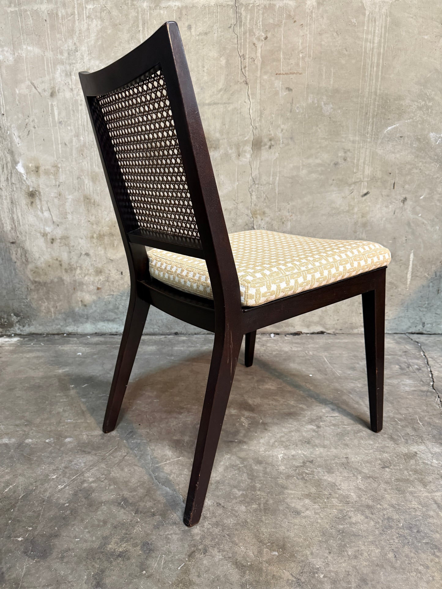 Set of 10 Edward Wormley Walnut and Caned Dining Chairs for Dunbar