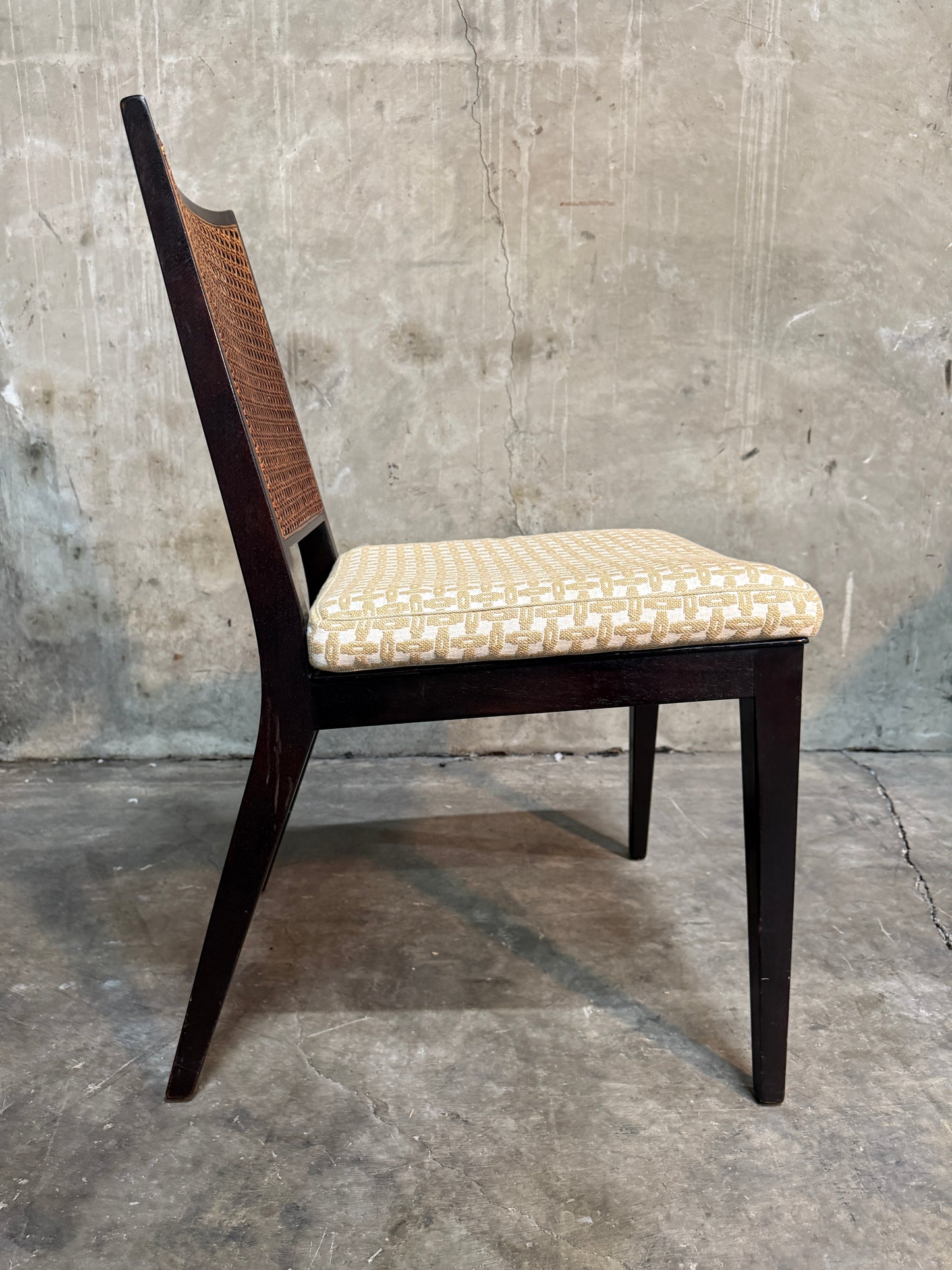 Set of 10 Edward Wormley Walnut and Caned Dining Chairs for Dunbar