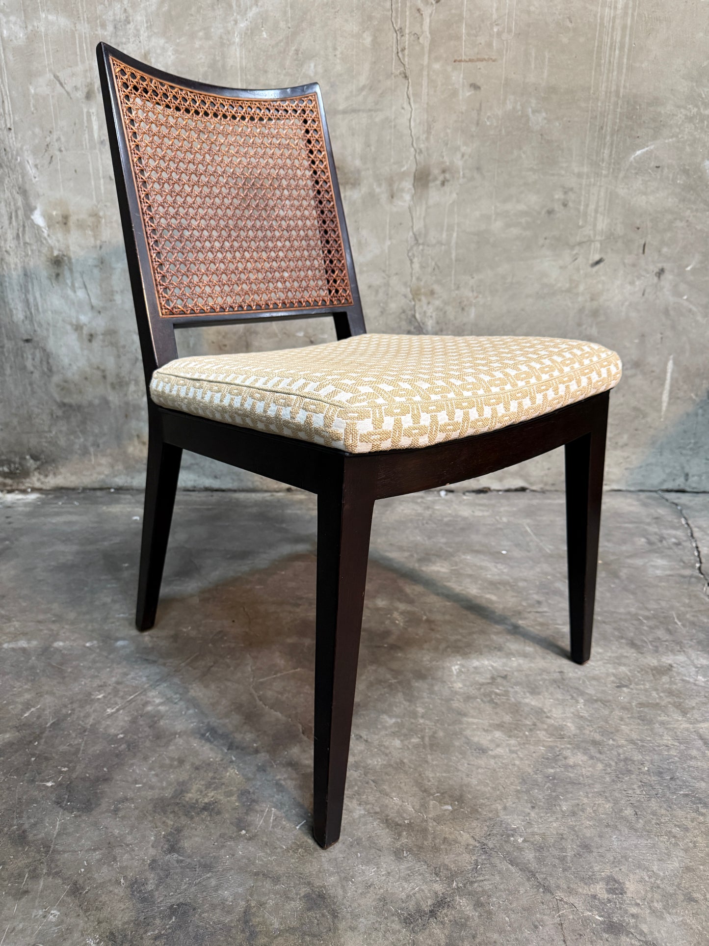 Set of 10 Edward Wormley Walnut and Caned Dining Chairs for Dunbar