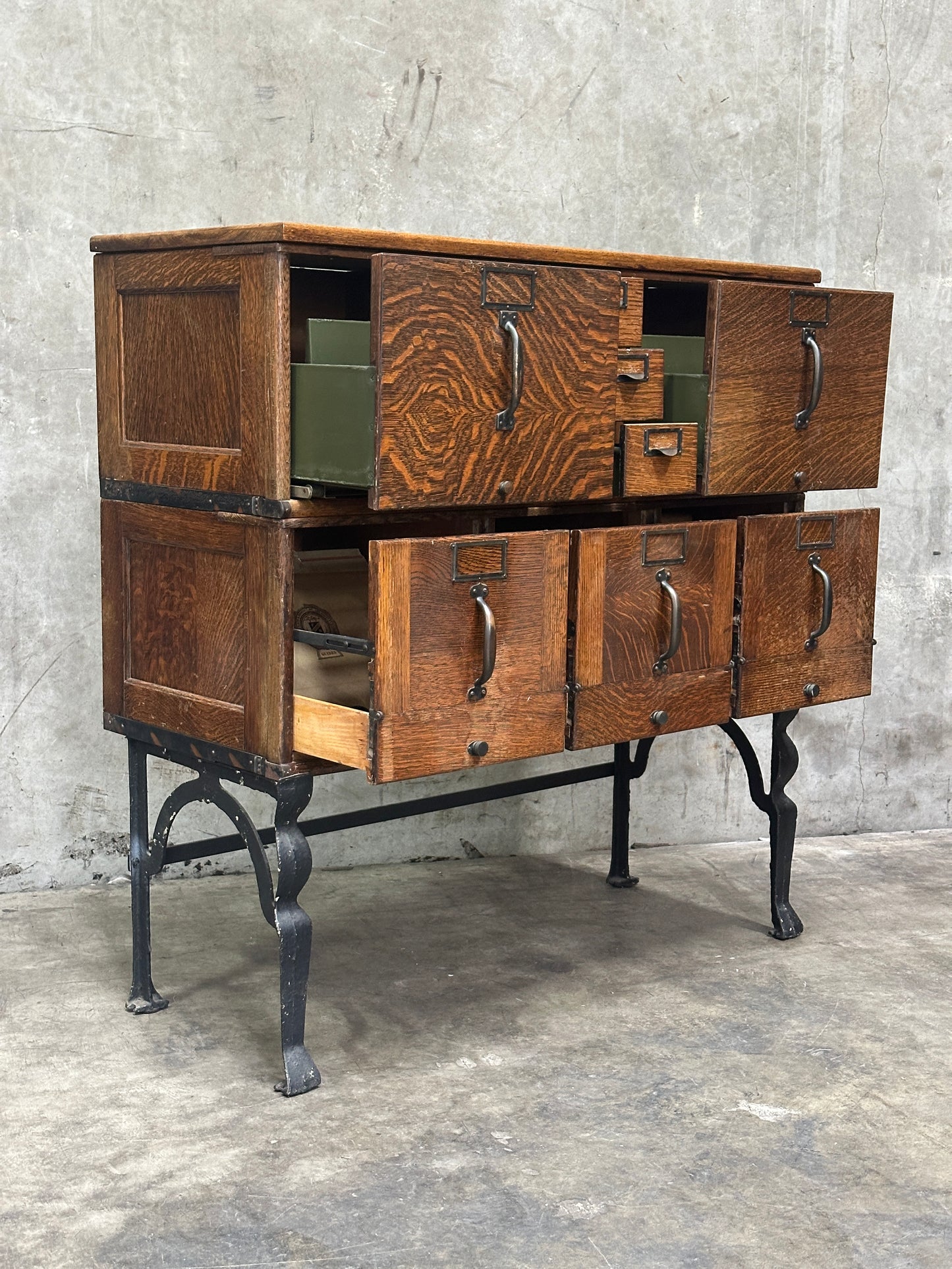 Globe-Wernicke Antique Sectional File Cabinet, Quartersawn Oak