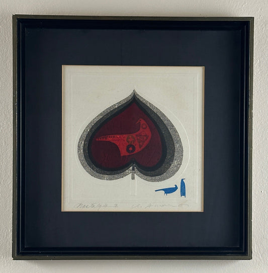 Kunihiro Amano Japanese Sosaku Hanga Woodblock Print, Signed