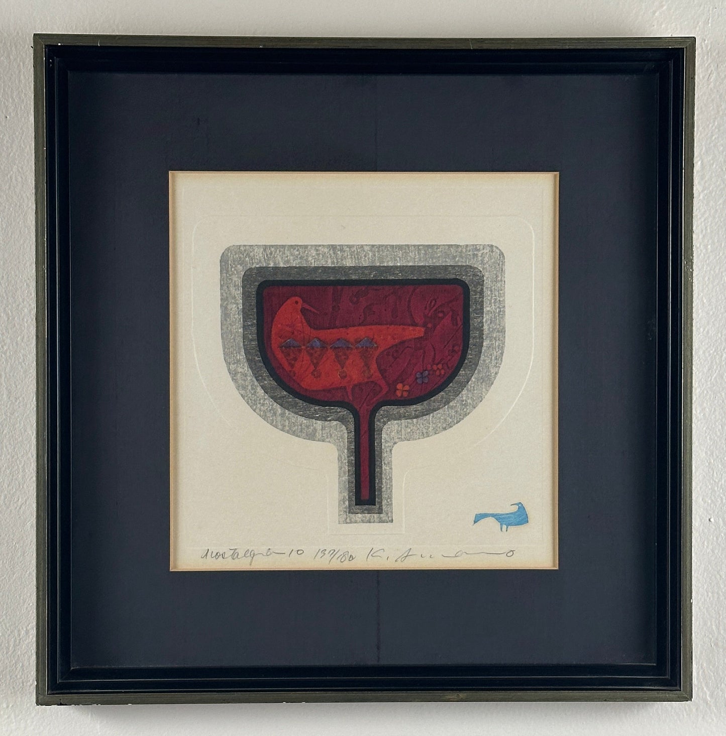 Kunihiro Amano Japanese Sosaku Hanga Woodblock Print, Signed, Framed