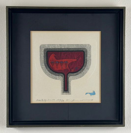 Kunihiro Amano Japanese Sosaku Hanga Woodblock Print, Signed, Framed