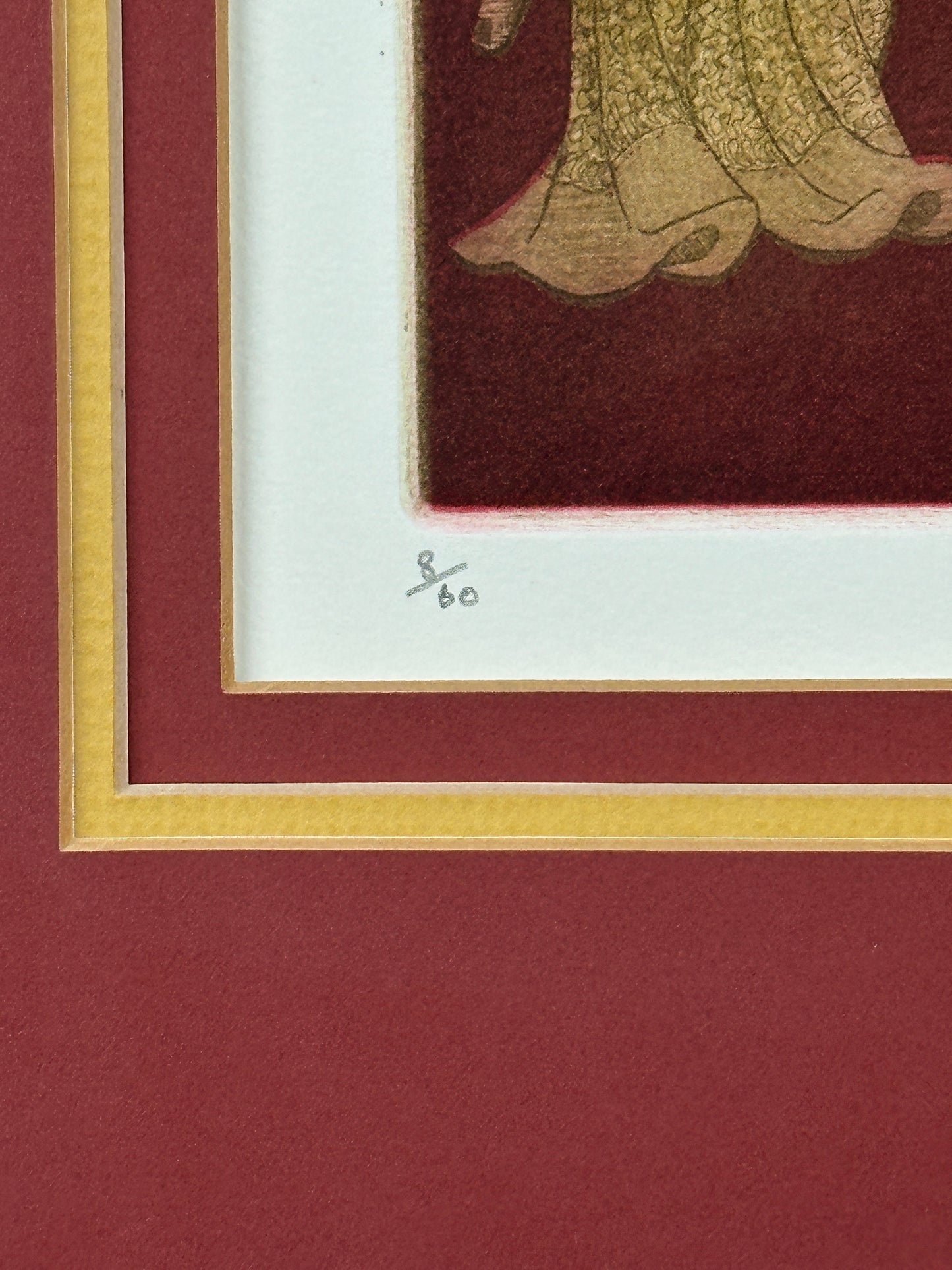 Nigel Clarke Signed Limited-Edition Figural Print, Framed Vintage