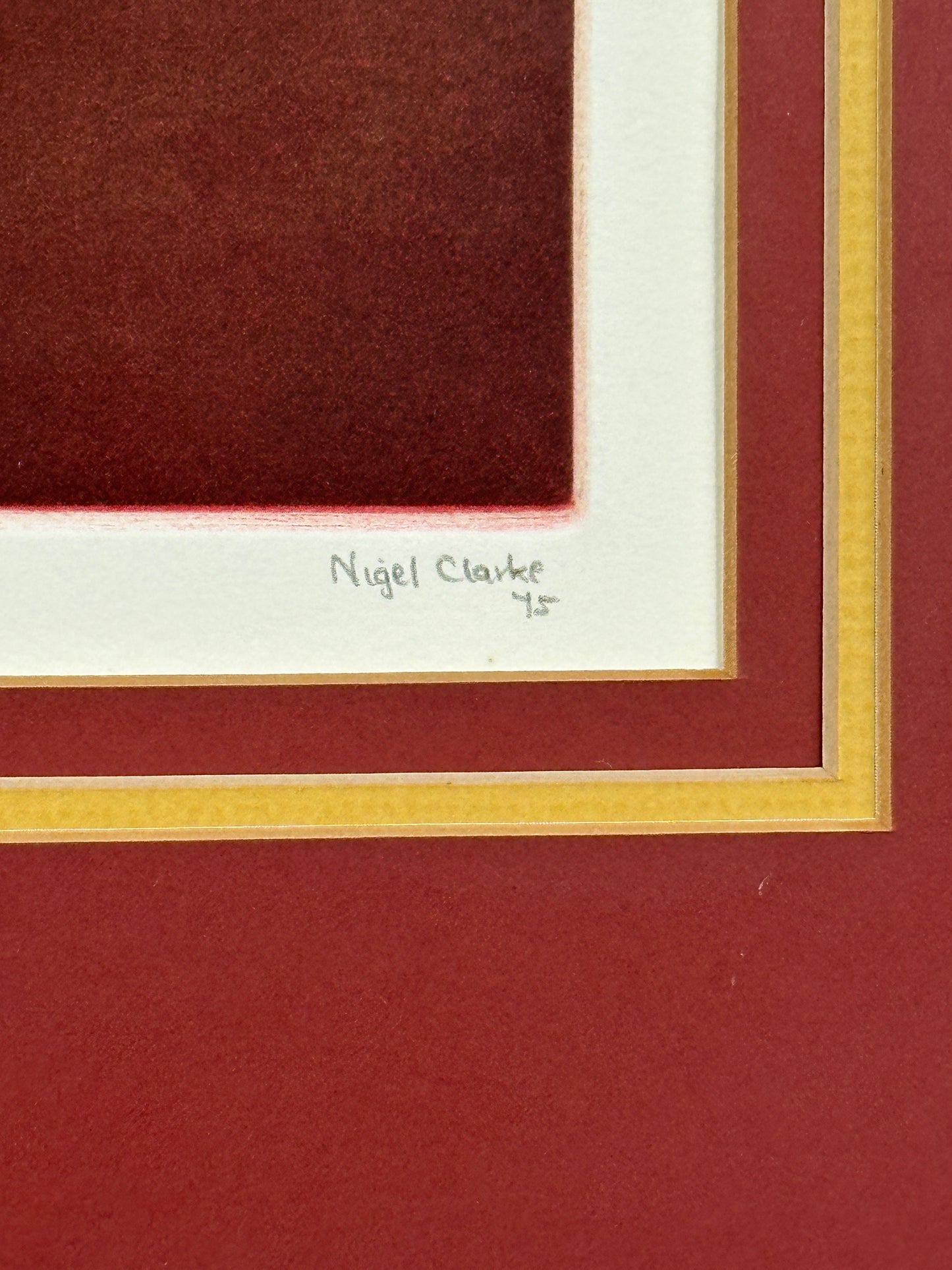 Nigel Clarke Signed Limited-Edition Figural Print, Framed Vintage