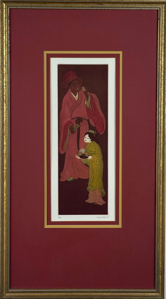 Nigel Clarke Signed Limited-Edition Figural Print, Framed Vintage