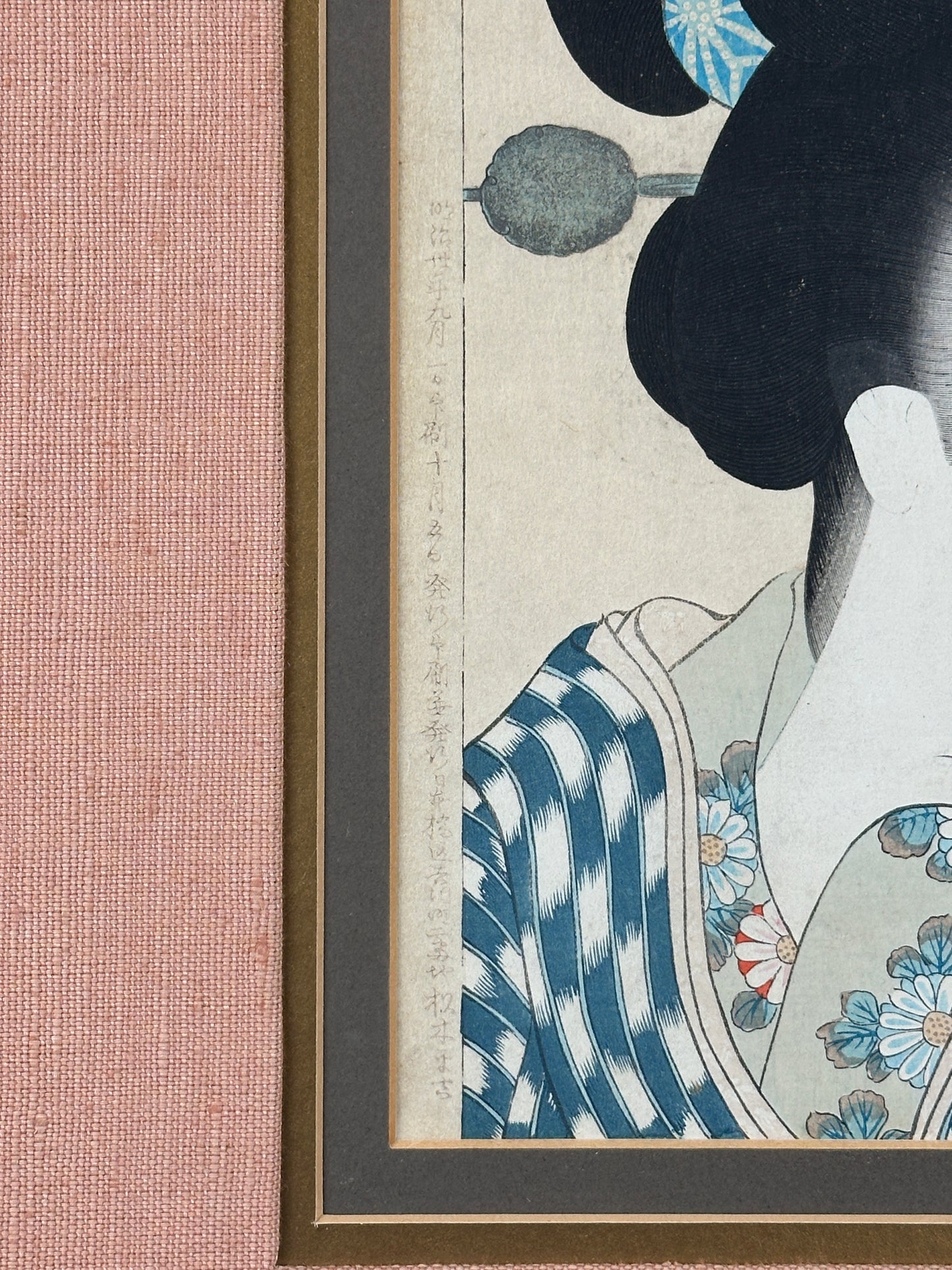 Toyohara Chikanobu Japanese Woodblock Print, Meiji Bijin-ga, Framed Antique