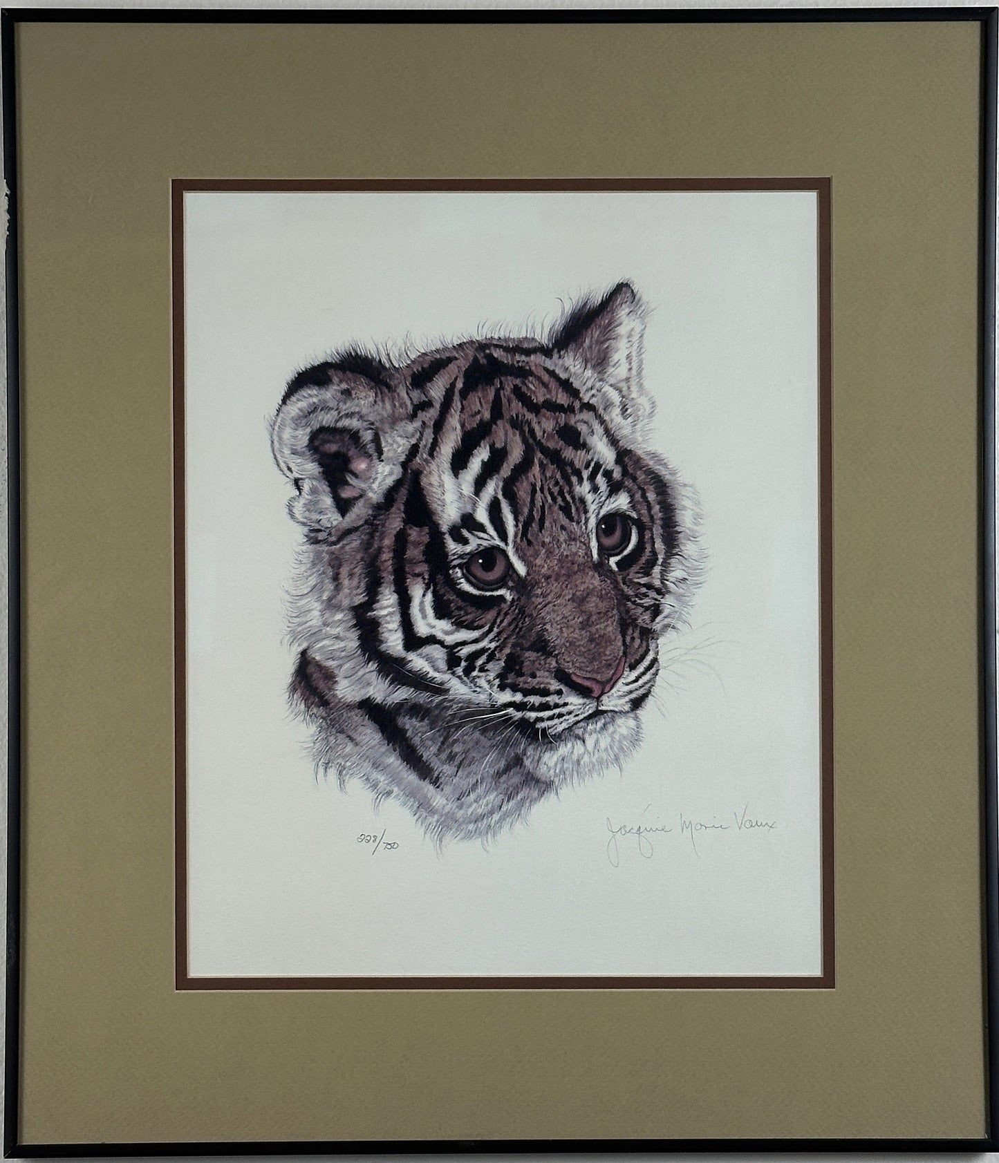 Jacquie Marie Vaux 'Baby Tiger Cub' 1979 Signed Limited Edition Print 228/750