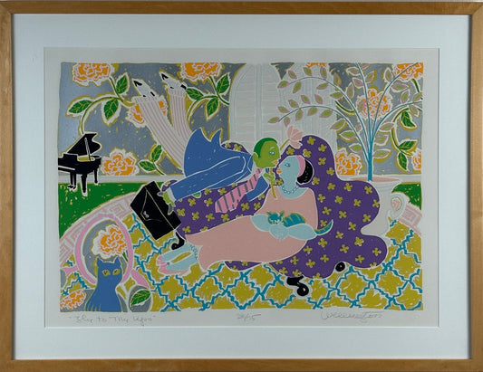 Sara Wellington Dodge 'Fly To My Lips' Serigraph, Signed 28/75, Framed
