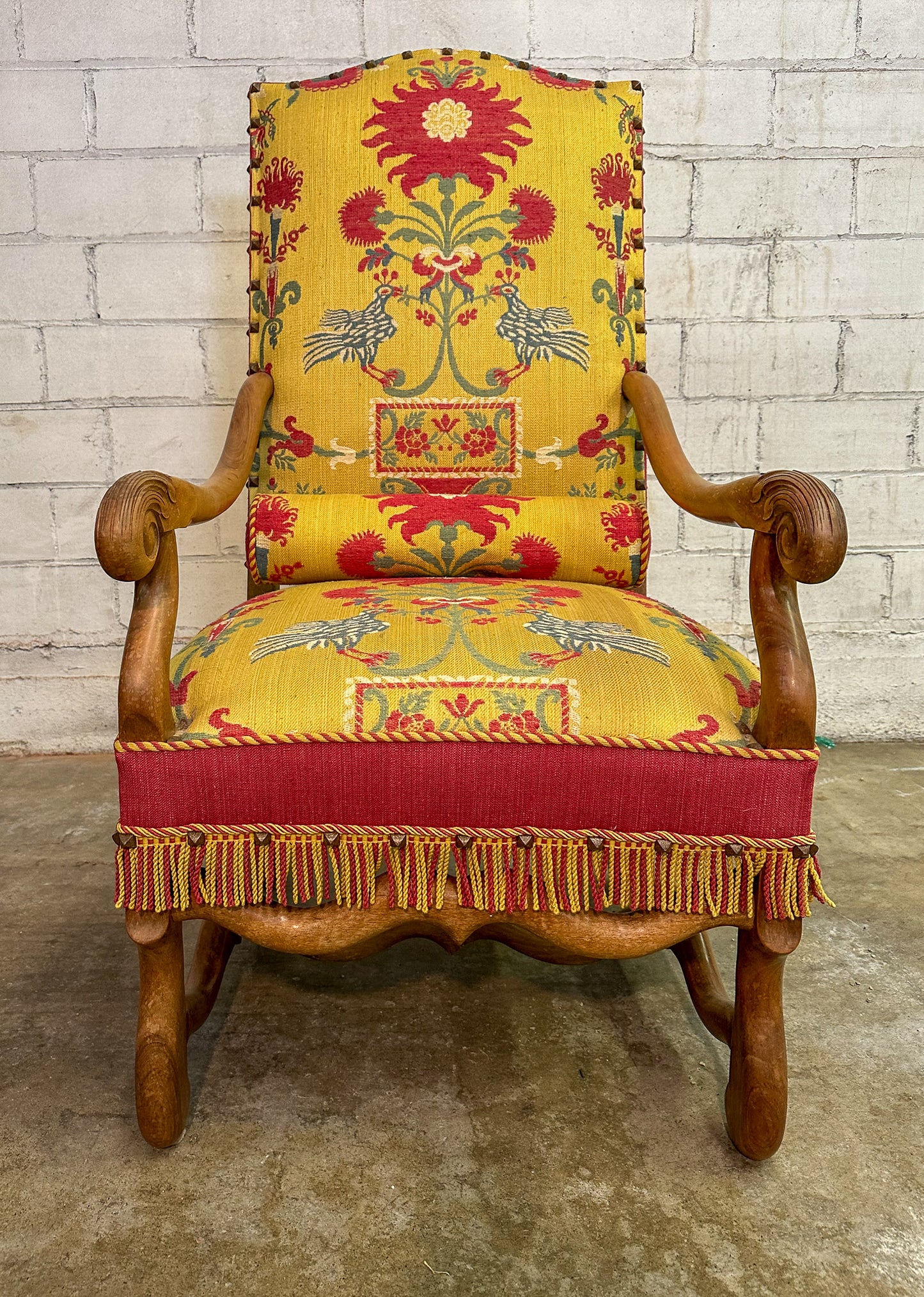 Exquisitely Detailed French 19th Century Louis XIV Armchair with Ottoman