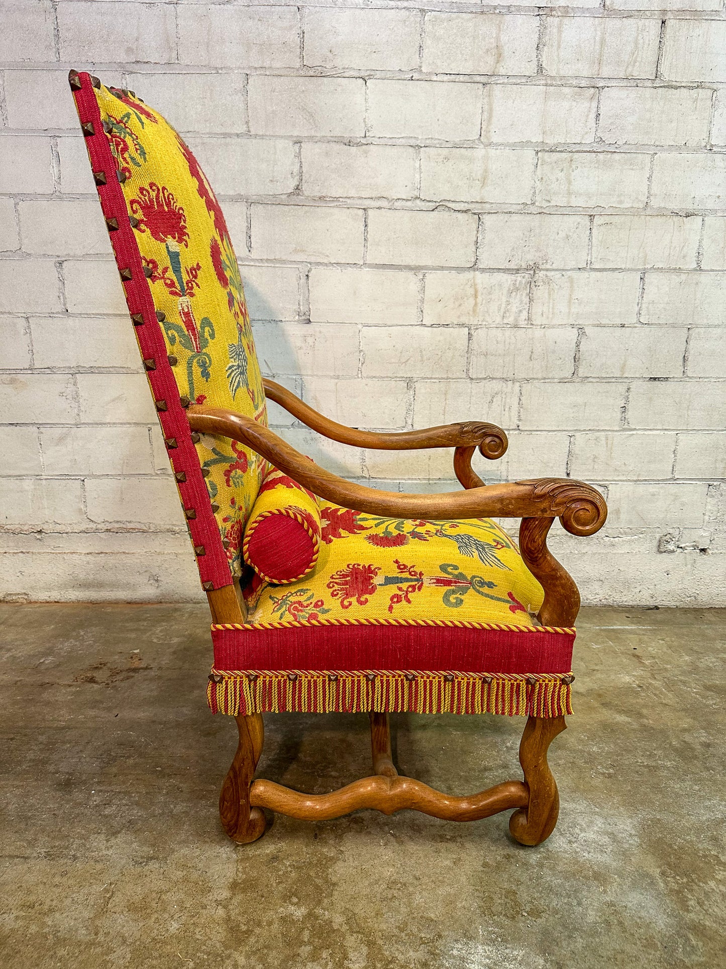 Exquisitely Detailed French 19th Century Louis XIV Armchair with Ottoman