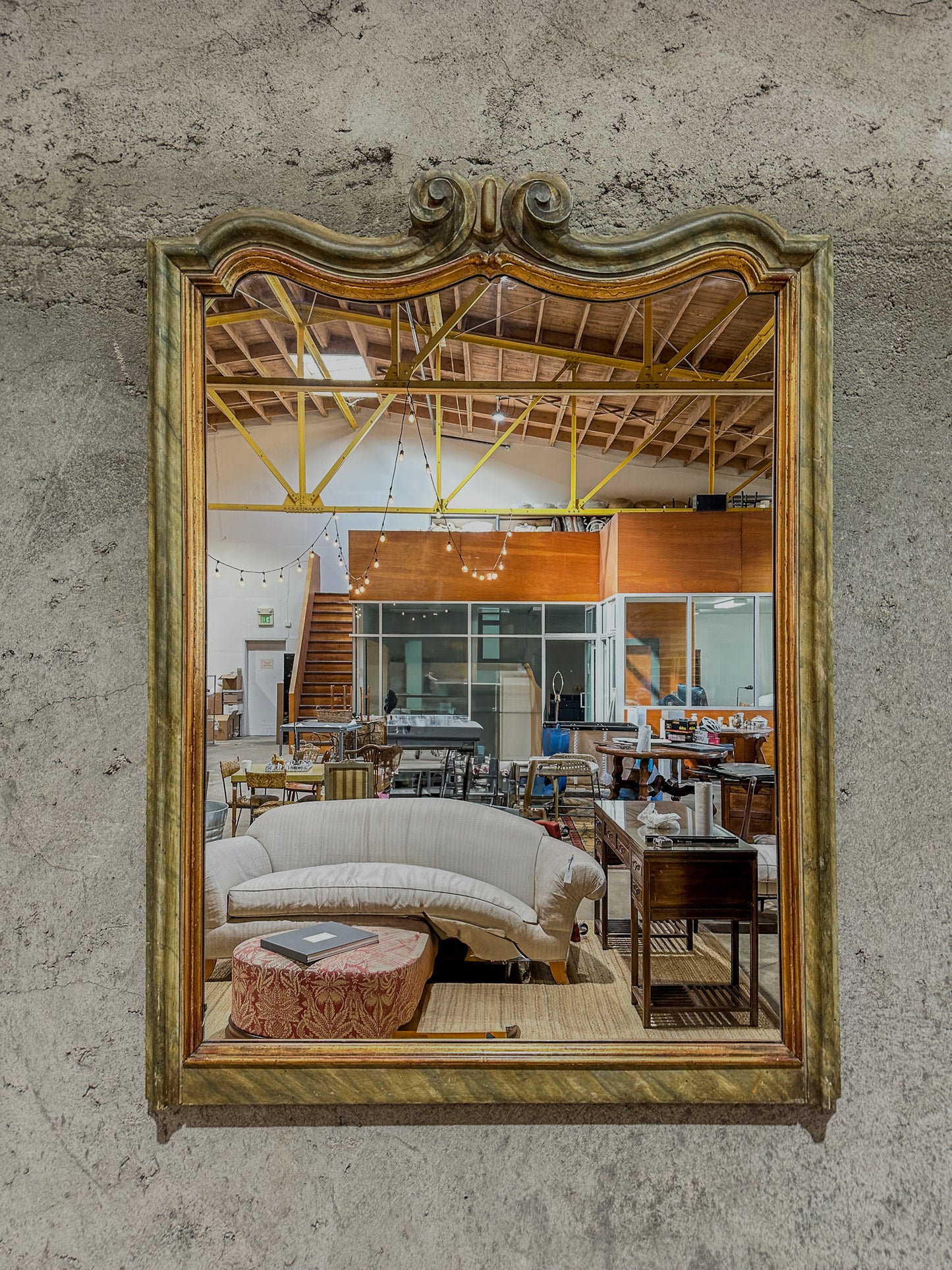 Antique Louis Philippe Mirror in Green and Gold