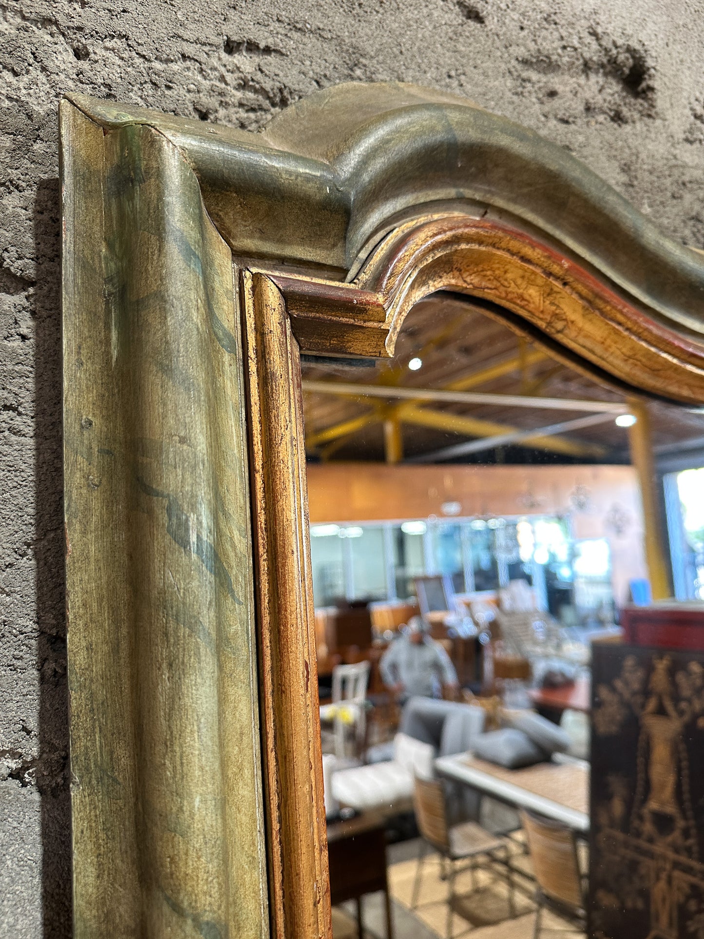 Antique Louis Philippe Mirror in Green and Gold