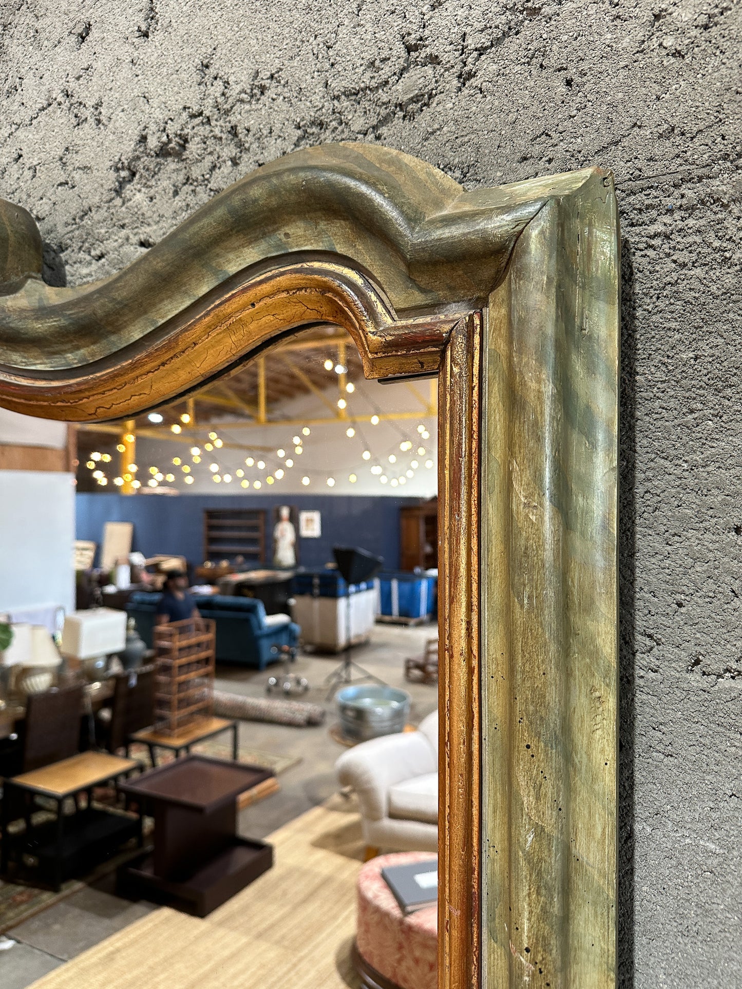 Antique Louis Philippe Mirror in Green and Gold