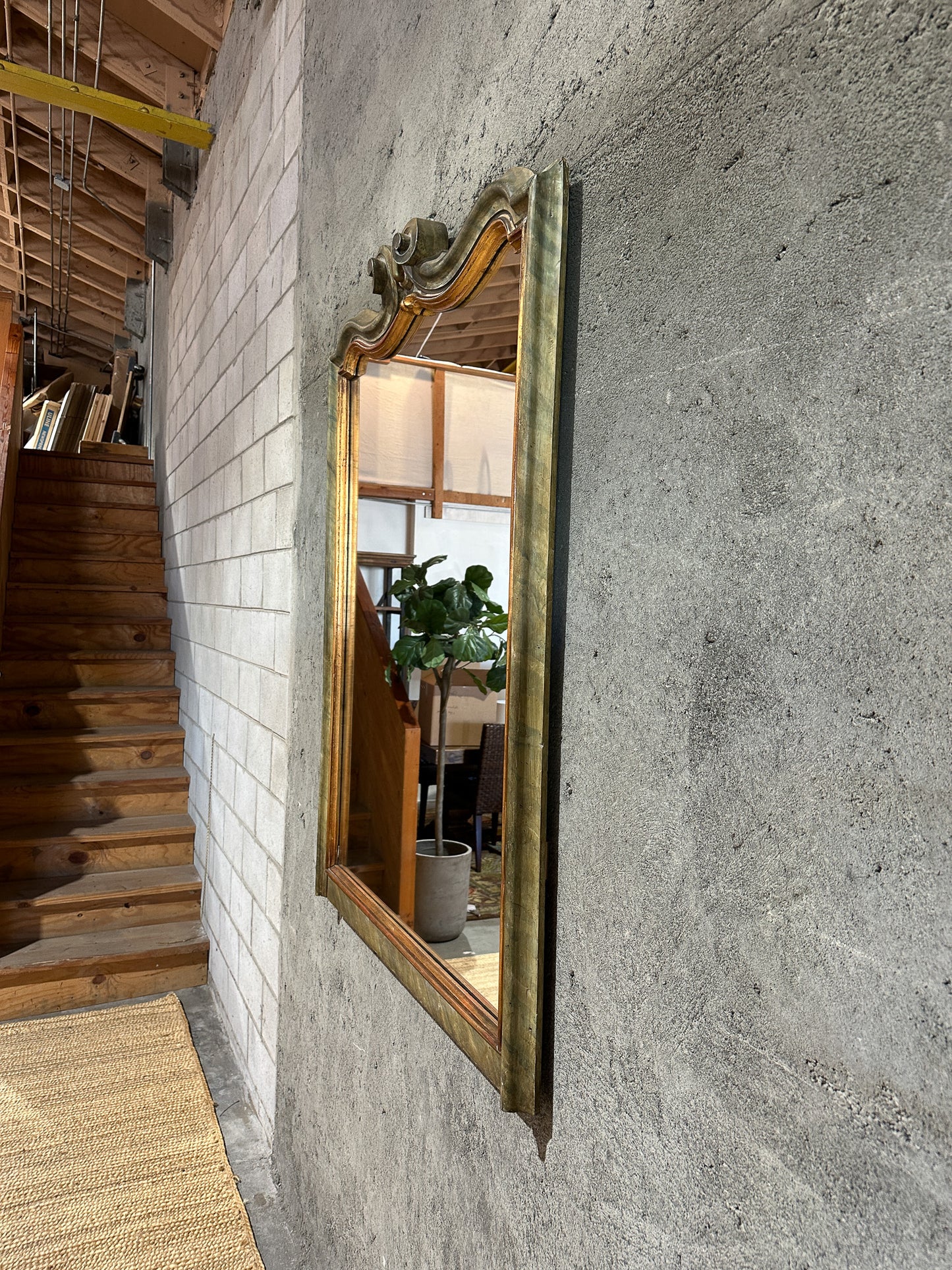 Antique Louis Philippe Mirror in Green and Gold