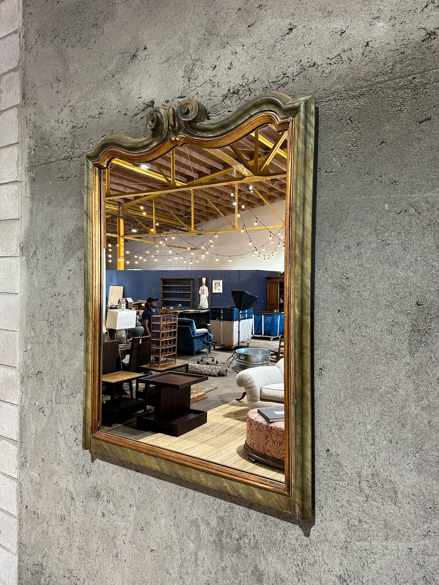 Antique Louis Philippe Mirror in Green and Gold