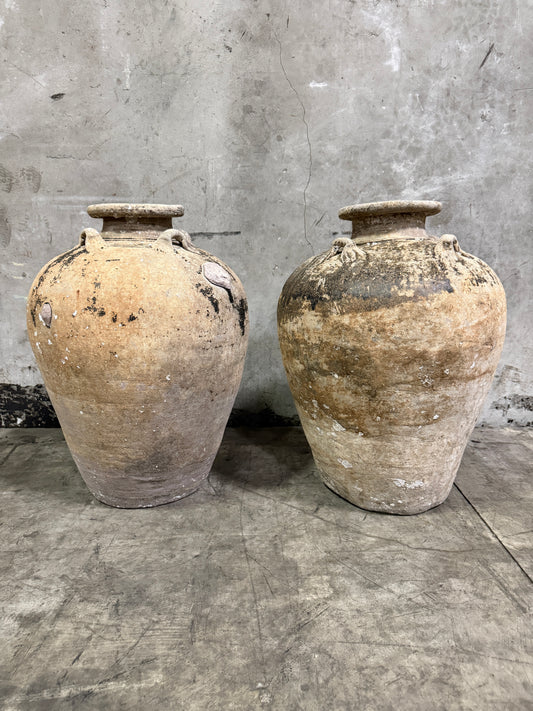 Pair of Antique Mediterranean Terracotta Olive Jars, c. 1880