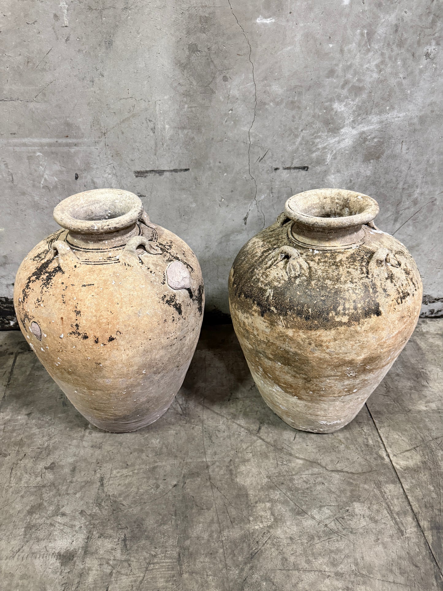 Pair of Antique Mediterranean Terracotta Olive Jars, c. 1880