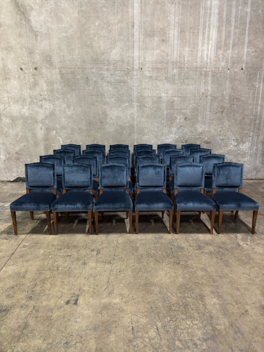 Set of 24 Michael S. Smith Dining Side Chairs in Velvet with Nailhead Trim — Commissioned for George Clooney, 2010