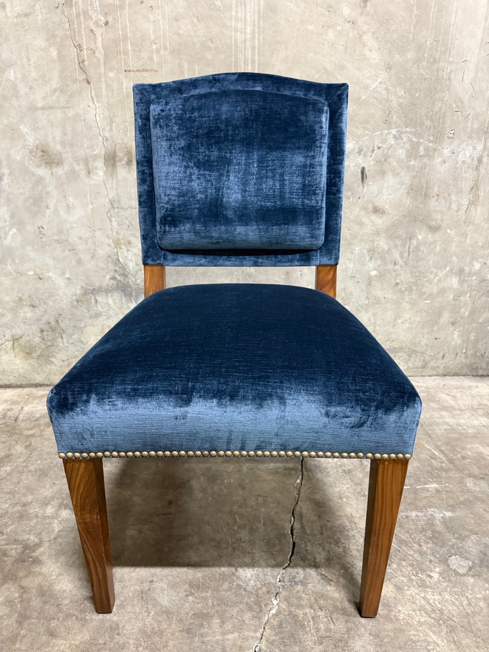 Set of 24 Michael S. Smith Dining Side Chairs in Velvet with Nailhead Trim — Commissioned for George Clooney, 2010