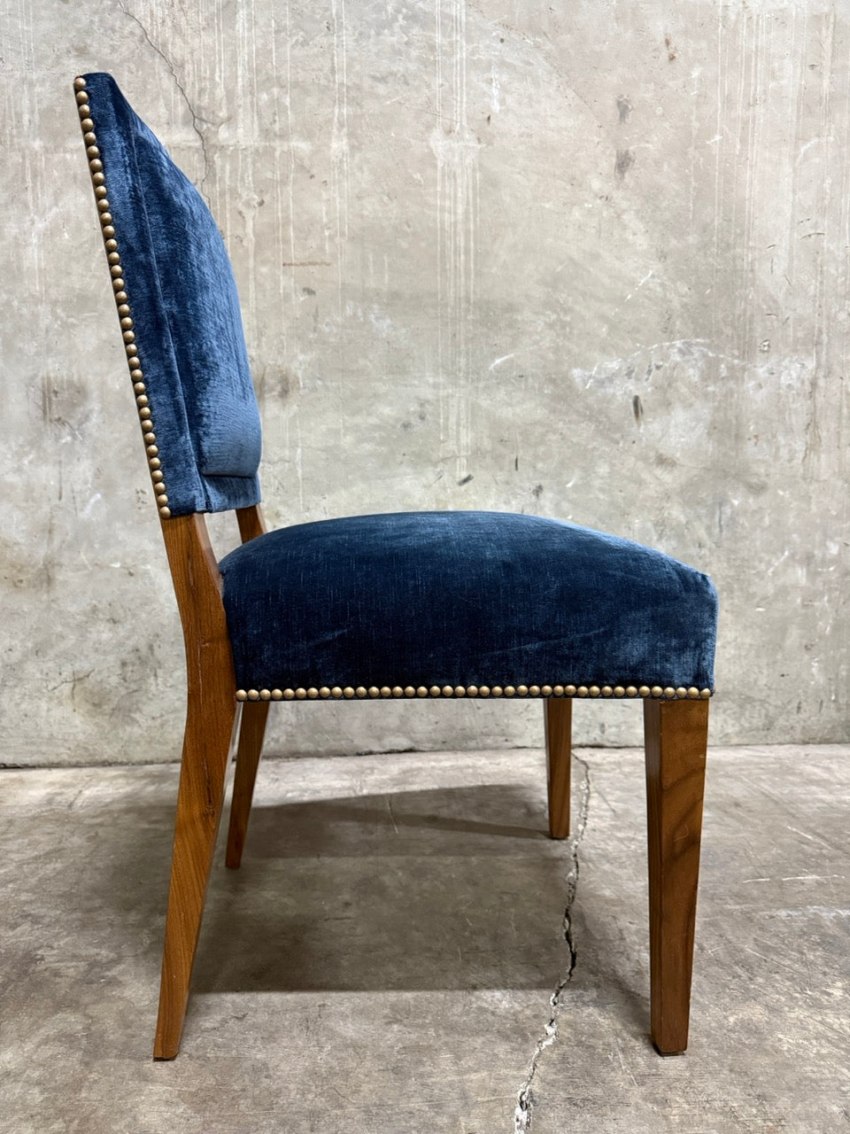 Set of 24 Michael S. Smith Dining Side Chairs in Velvet with Nailhead Trim — Commissioned for George Clooney, 2010