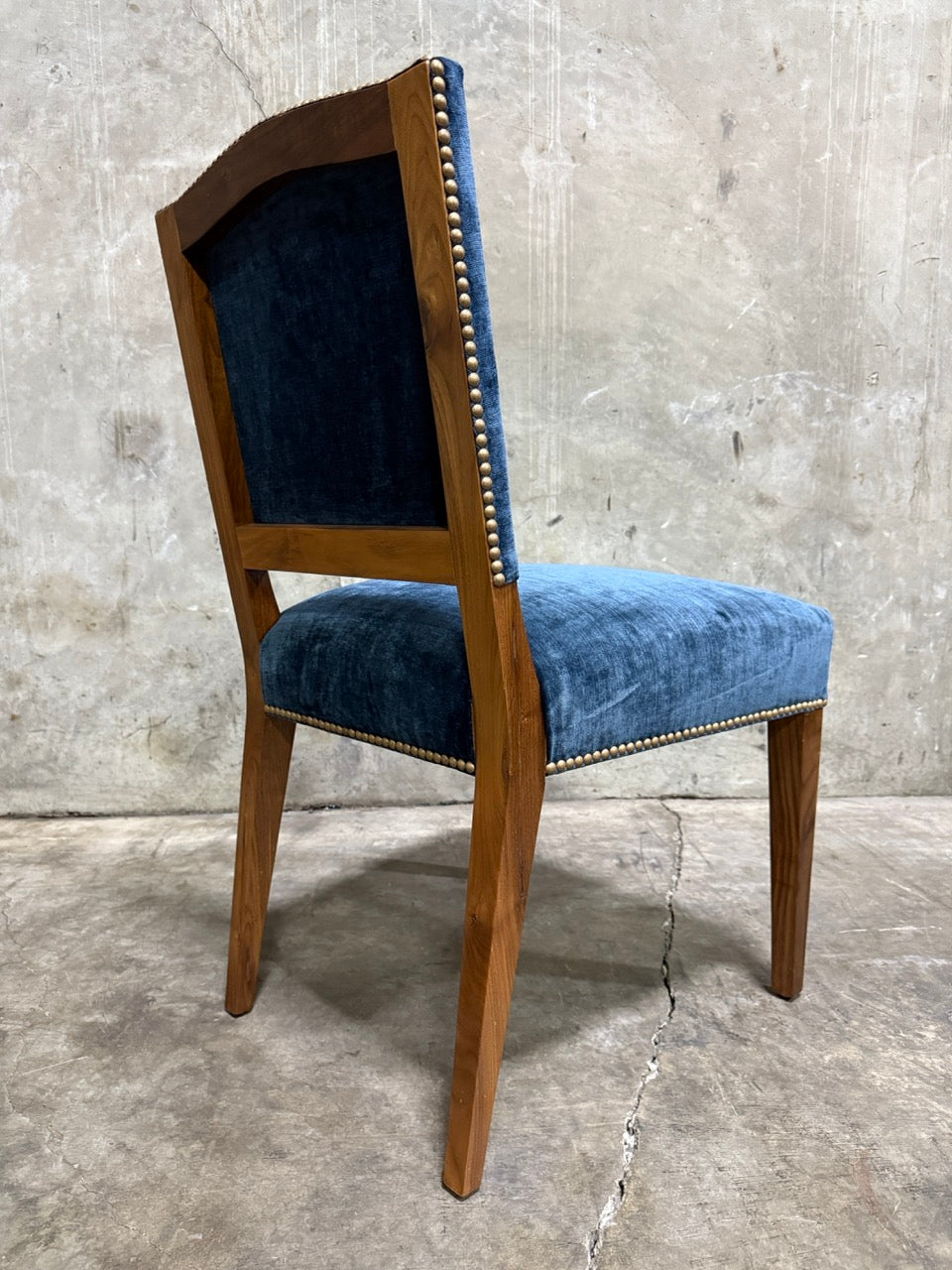 Set of 24 Michael S. Smith Dining Side Chairs in Velvet with Nailhead Trim — Commissioned for George Clooney, 2010