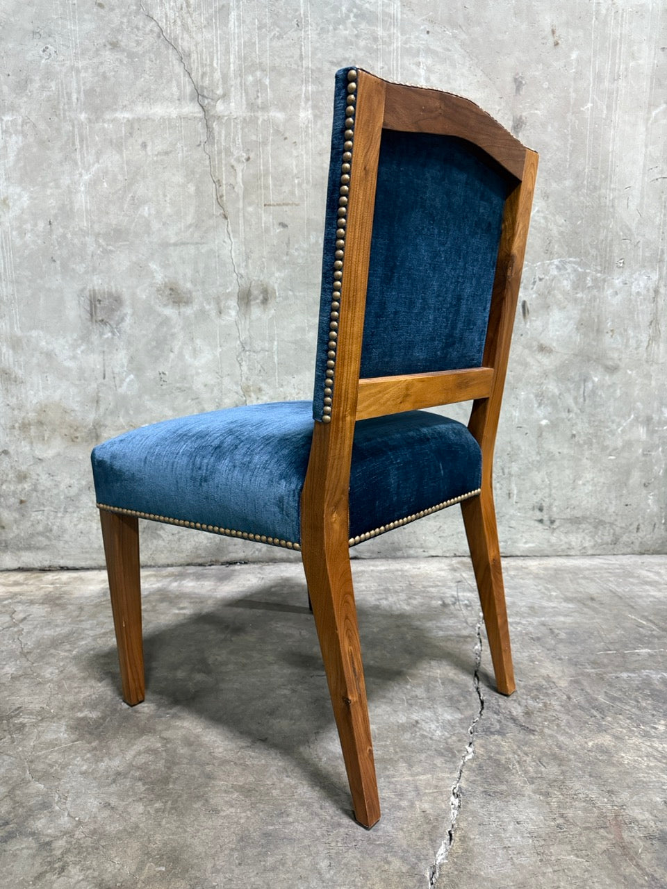 Set of 24 Michael S. Smith Dining Side Chairs in Velvet with Nailhead Trim — Commissioned for George Clooney, 2010