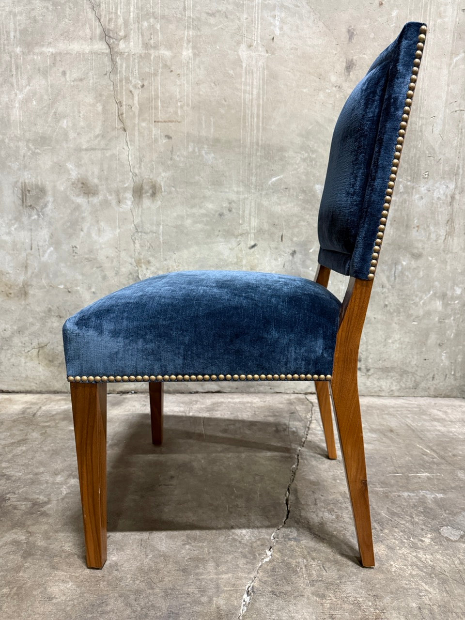 Set of 24 Michael S. Smith Dining Side Chairs in Velvet with Nailhead Trim — Commissioned for George Clooney, 2010