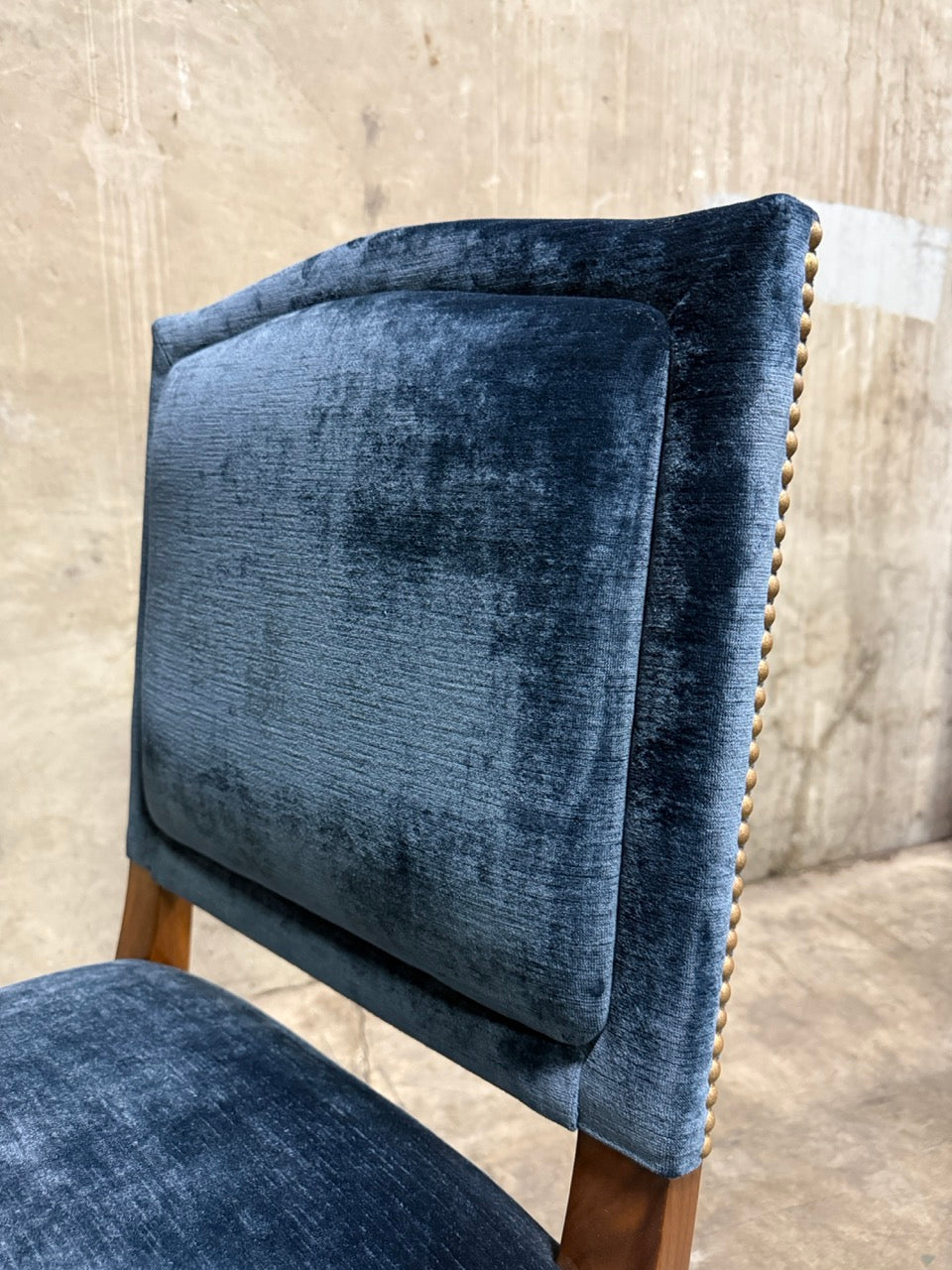 Set of 24 Michael S. Smith Dining Side Chairs in Velvet with Nailhead Trim — Commissioned for George Clooney, 2010