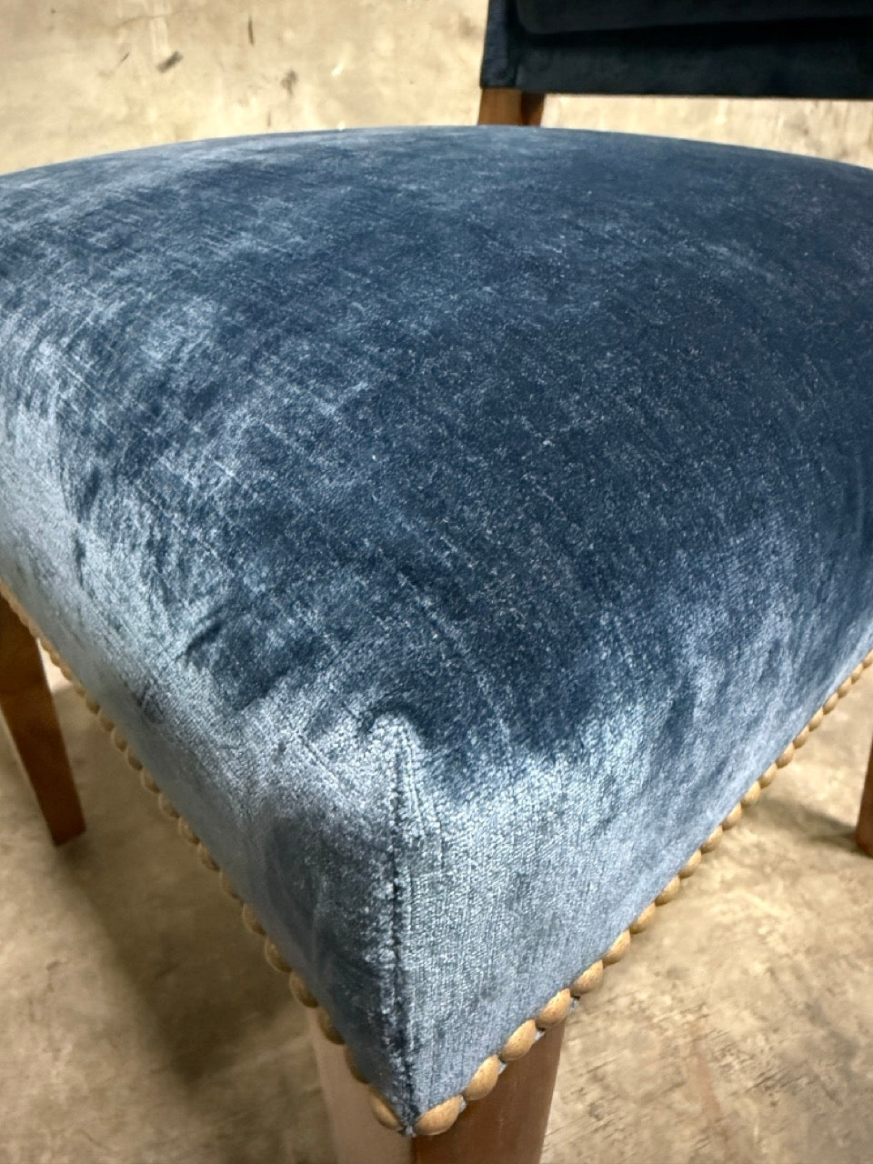 Set of 24 Michael S. Smith Dining Side Chairs in Velvet with Nailhead Trim — Commissioned for George Clooney, 2010