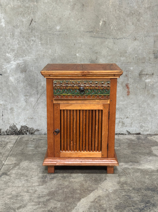 Hand-Carved Polychrome Cabinet, Mexican Folk Art, Spanish Cedar
