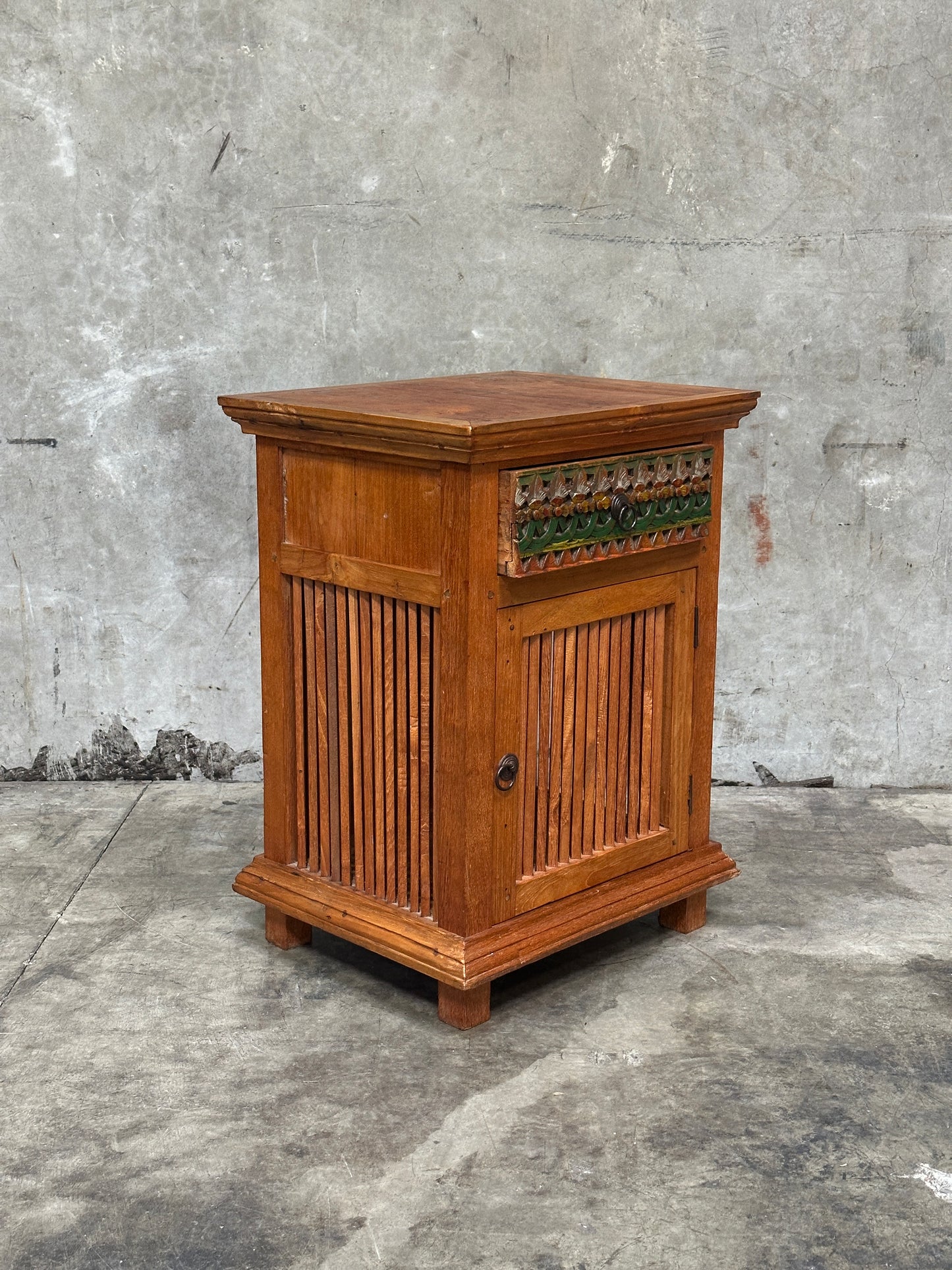 Hand-Carved Polychrome Cabinet, Mexican Folk Art, Spanish Cedar
